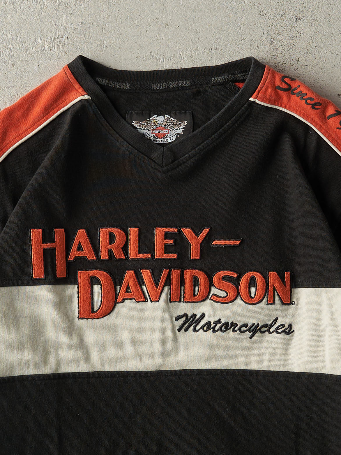 Vintage Y2K Black Embroidered Harley Davidson Long Sleeve (L)