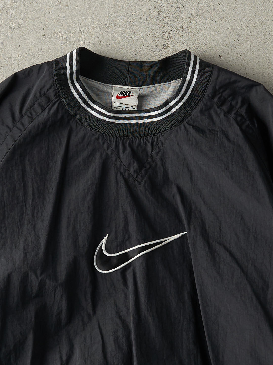 Vintage 90s Black & White Nike Pullover Windbreaker Jacket (M)