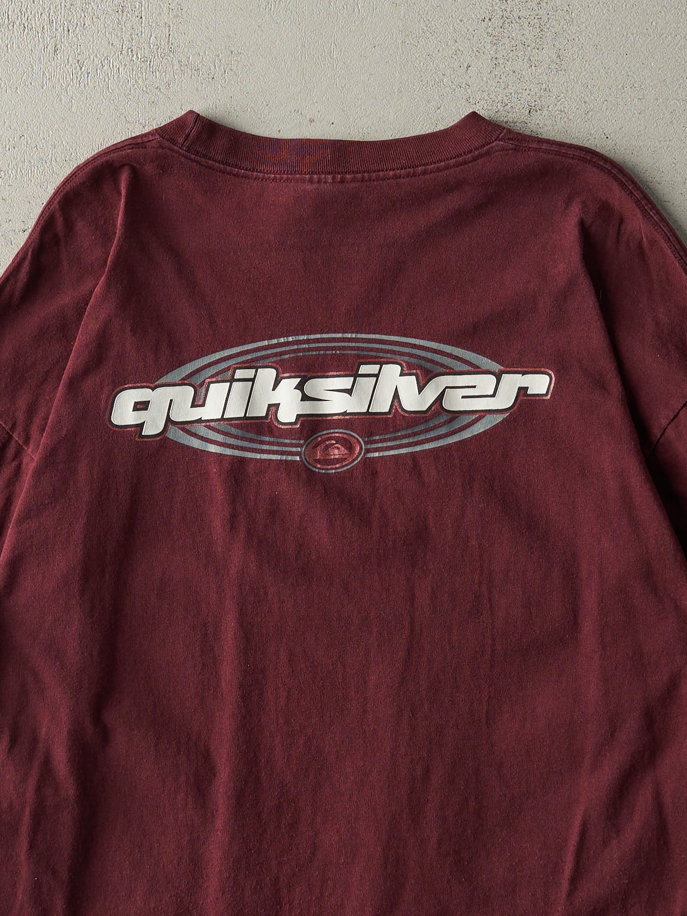 Vintage Y2K Burgundy Quiksilver Long Sleeve (L)