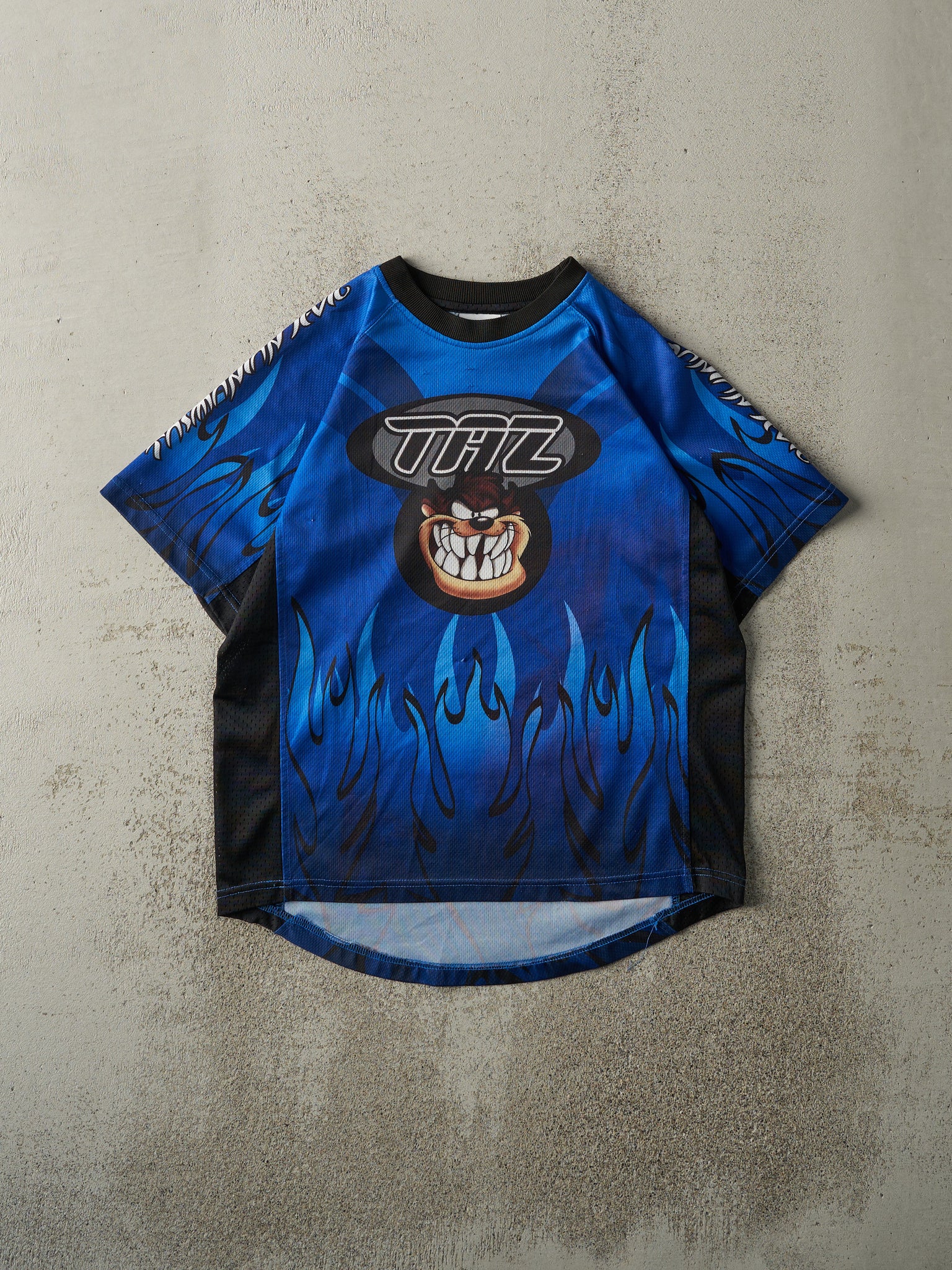 Vintage Y2K Blue Taz Tasmanian Devil Dirt Biking Jersey (S)