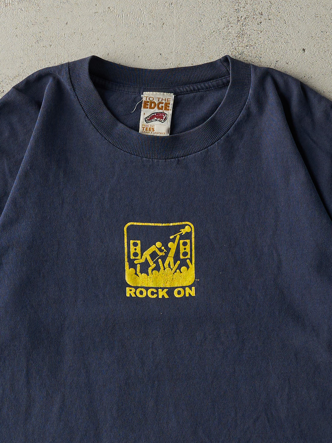 Vintage Y2K Navy Blue "Rock On" Tee (M)