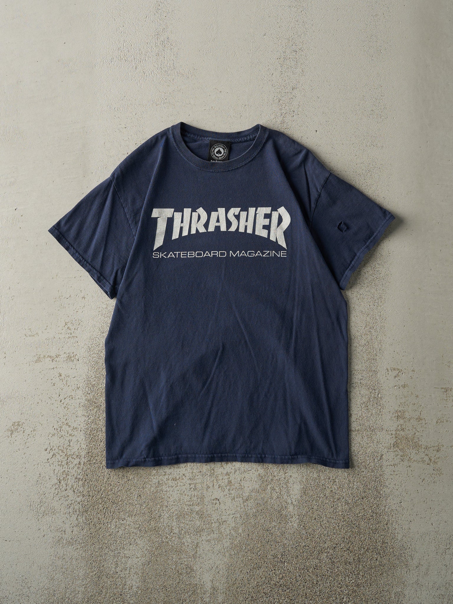 Vintage Y2K Navy Blue Thrasher Skateboard Magazine Tee (S)