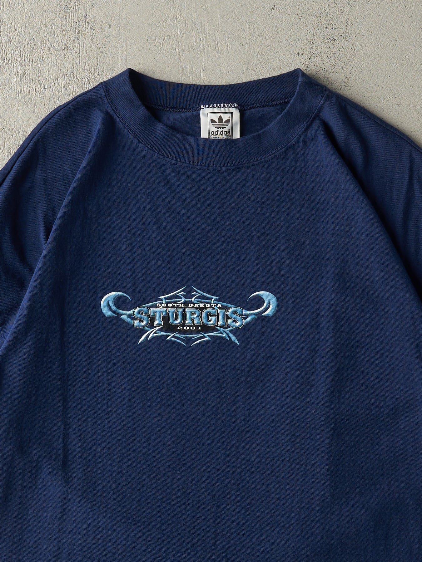 Vintage 01' Navy Blue Adidas South Dakota Sturgis Hell Week Tee (XXL)