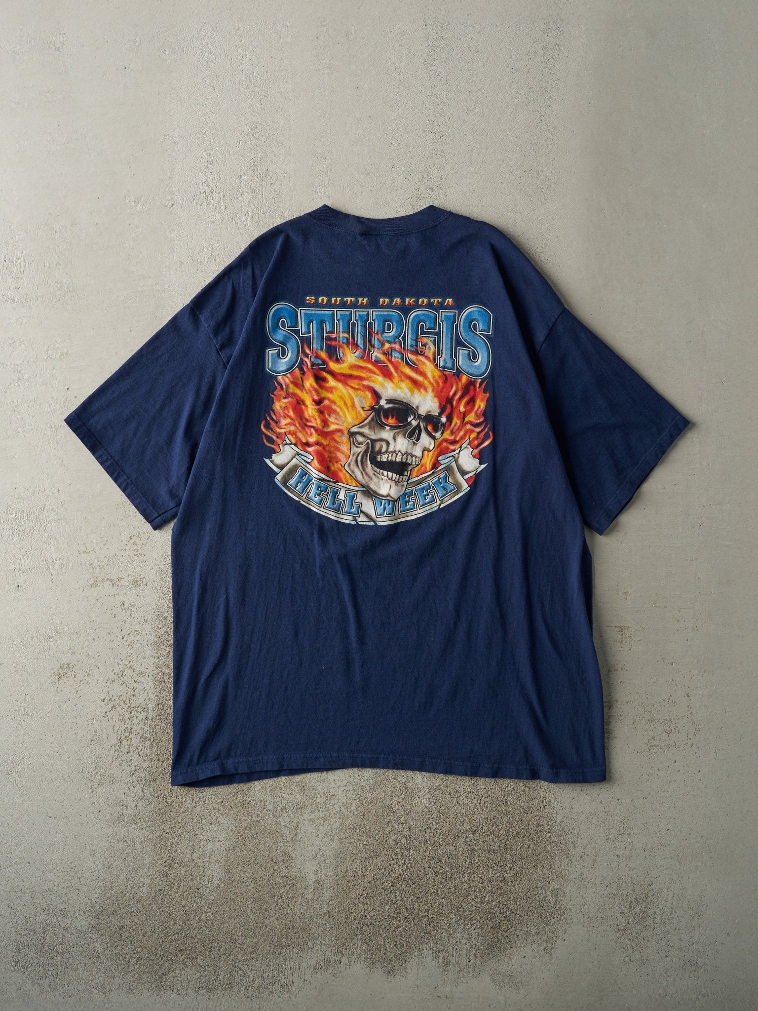 Vintage 01' Navy Blue Adidas South Dakota Sturgis Hell Week Tee (XXL/XXXL)