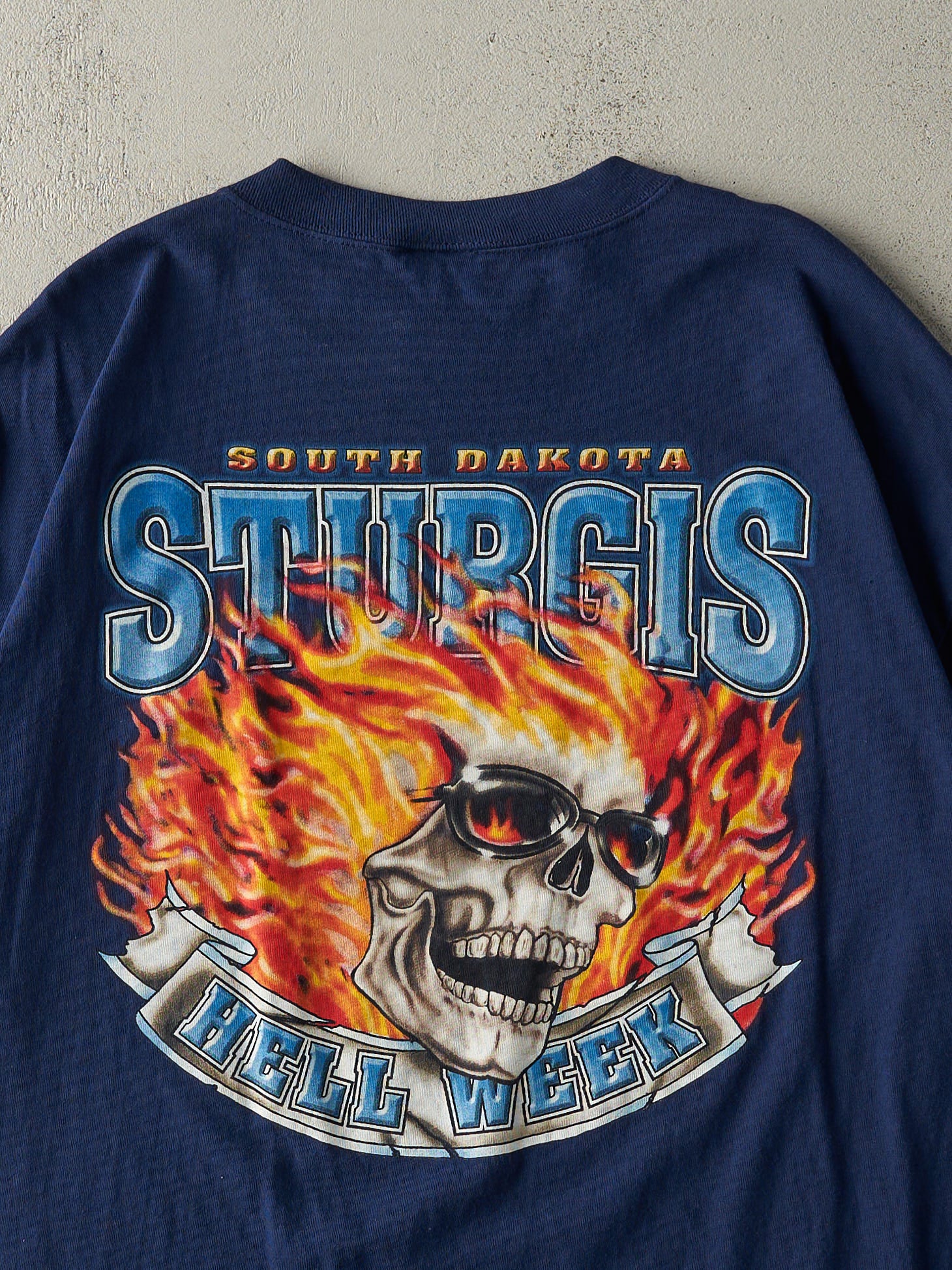 Vintage 01' Navy Blue Adidas South Dakota Sturgis Hell Week Tee (XXL)