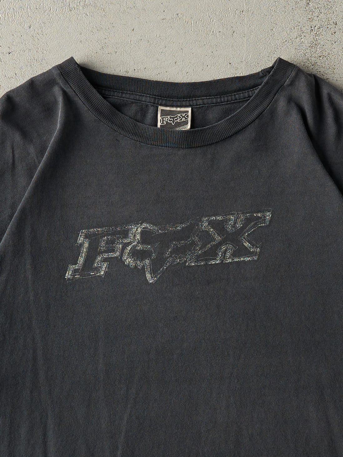 Vintage Y2K Sun Faded Black Fox Racing Tee (L)