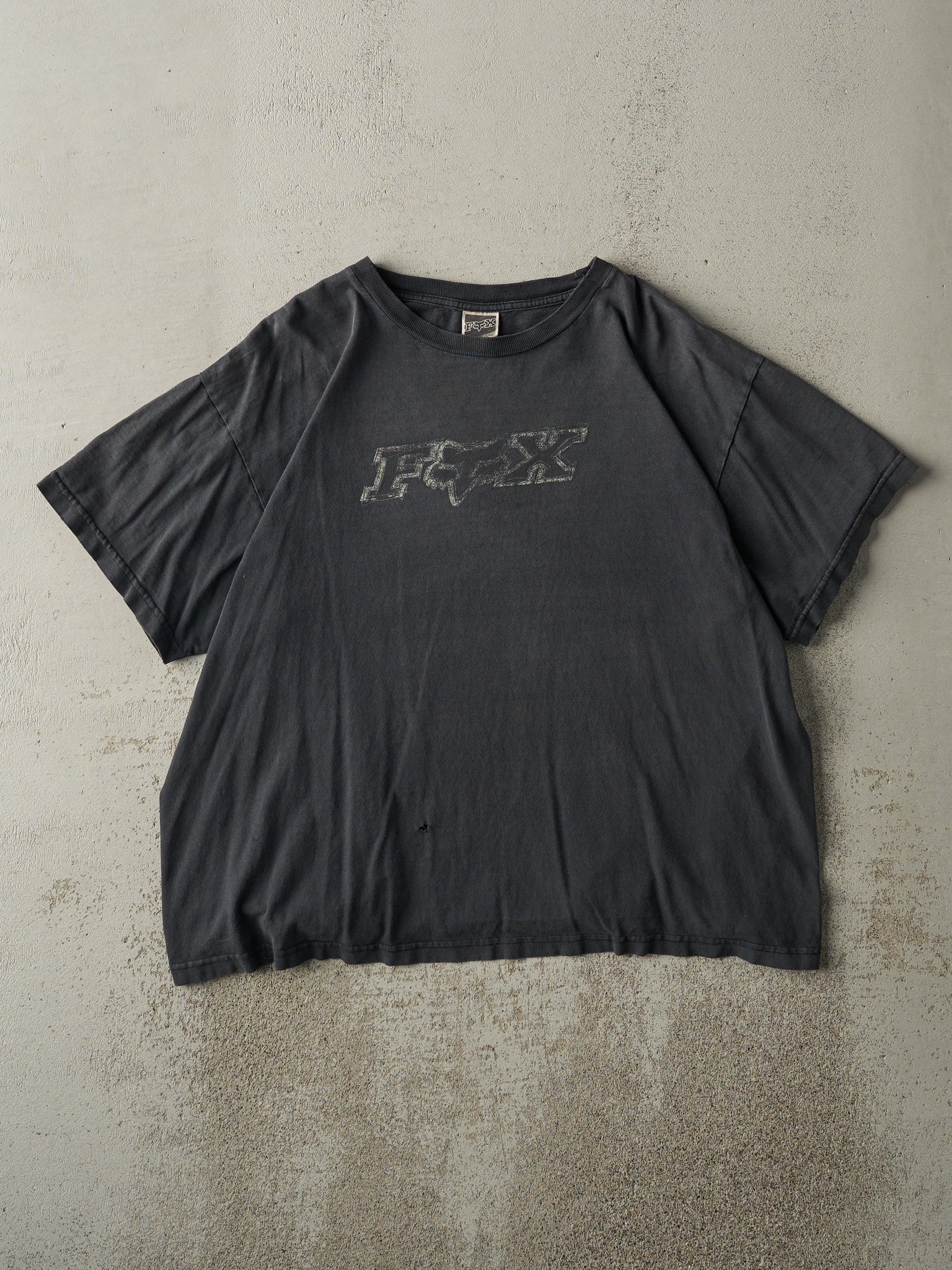 Vintage Y2K Sun Faded Black Fox Racing Tee (L)