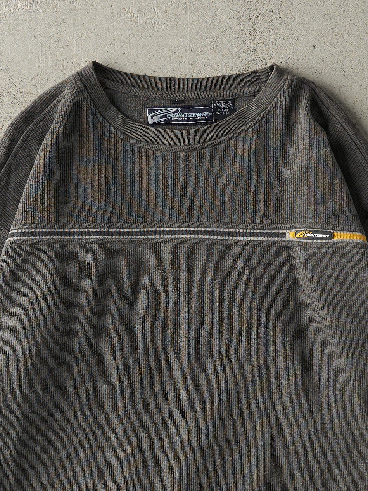 Vintage Y2K Grey Point Zero Striped Thermal Long Sleeve (L)