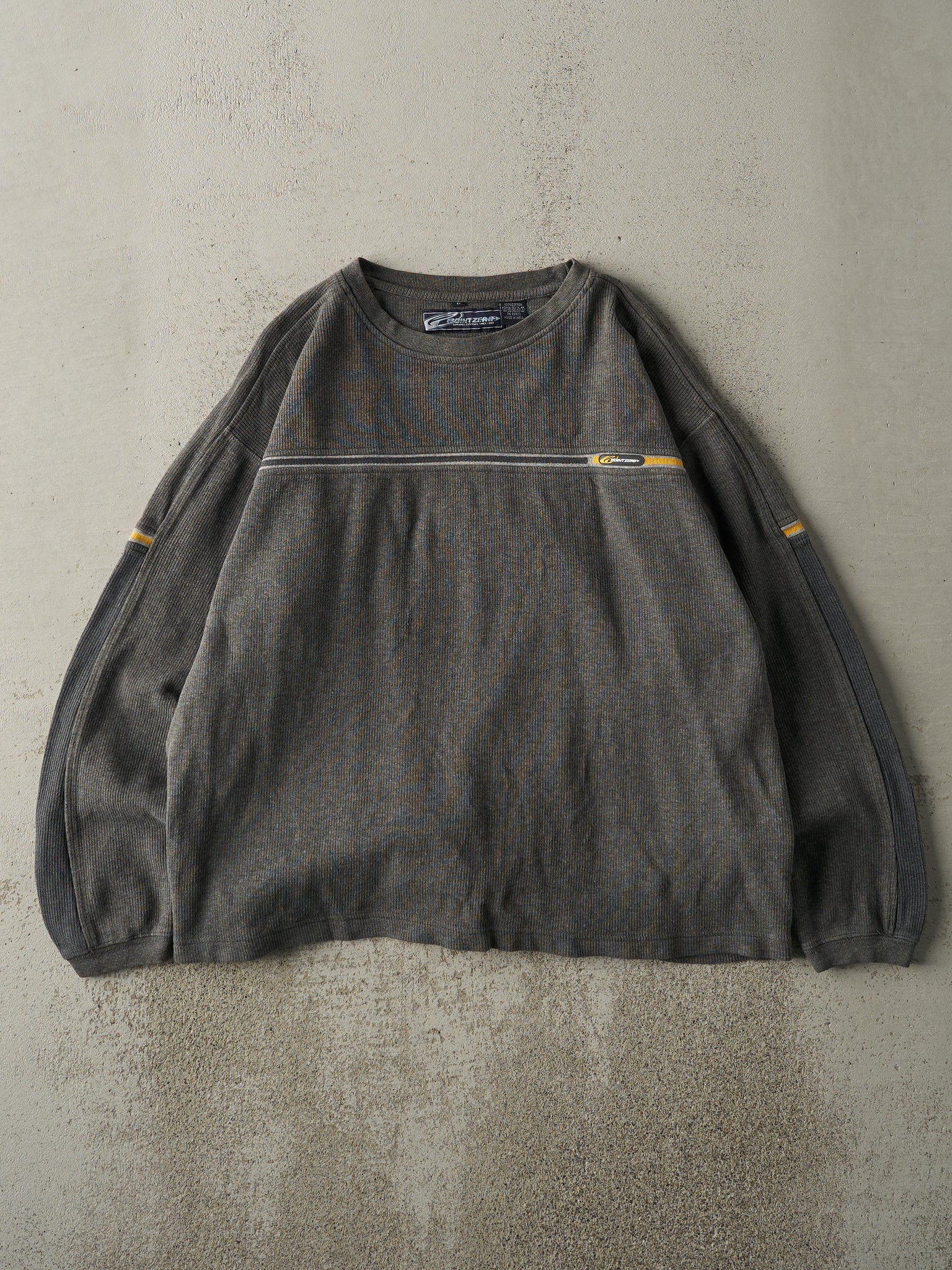 Vintage Y2K Grey Point Zero Striped Thermal Long Sleeve (L)