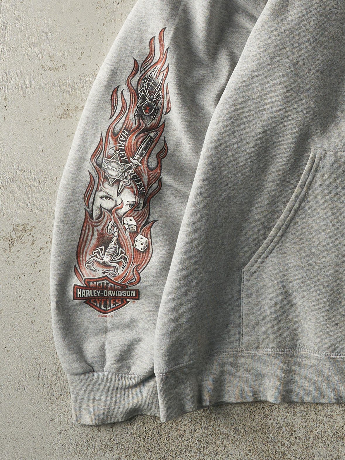 Vintage 06' Grey Anaheim-Fullerton Harley Davidson Zip Up Hoodie (L)
