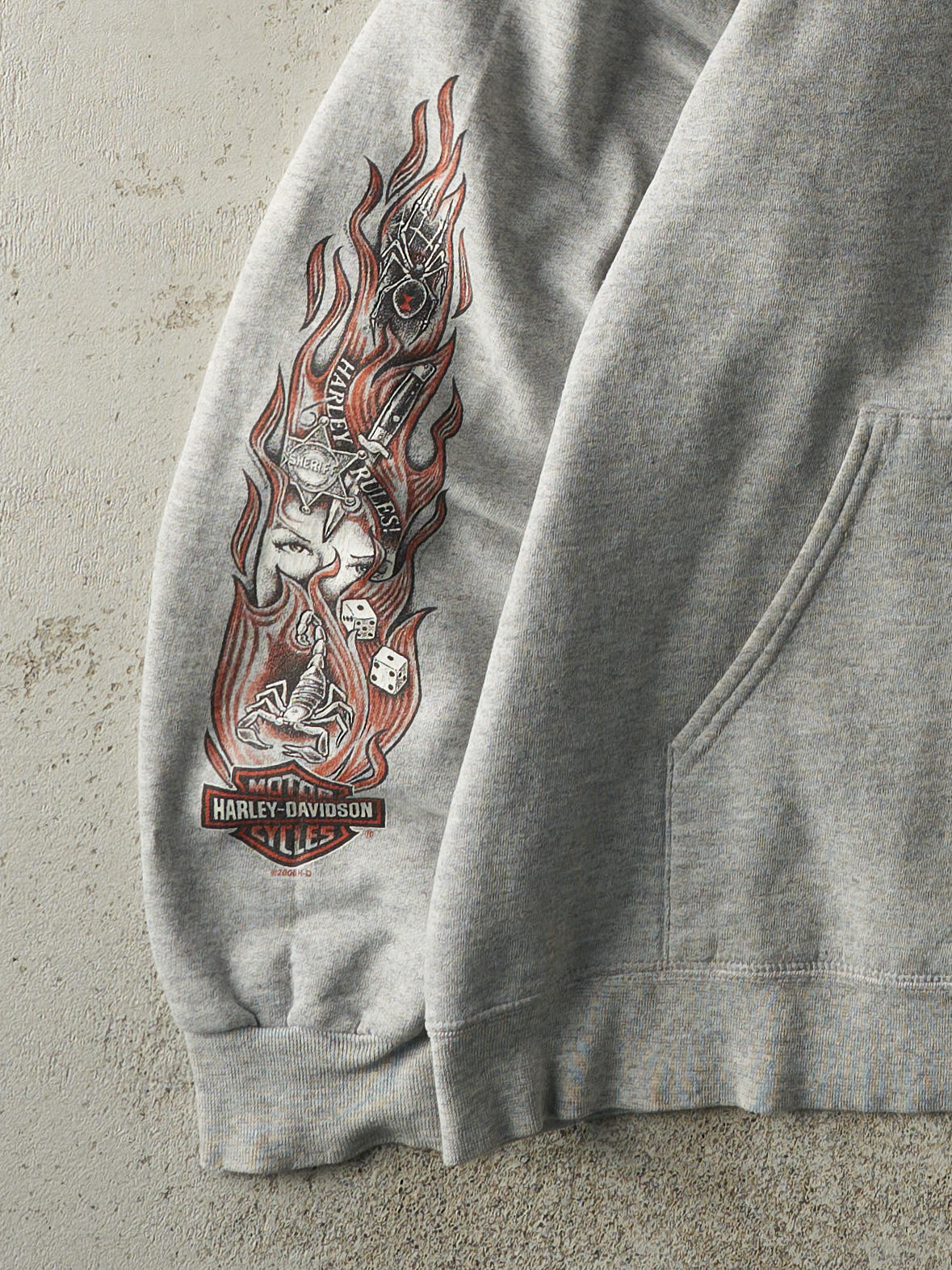 Vintage 06' Grey Anaheim-Fullerton Harley Davidson Zip Up Hoodie (L)