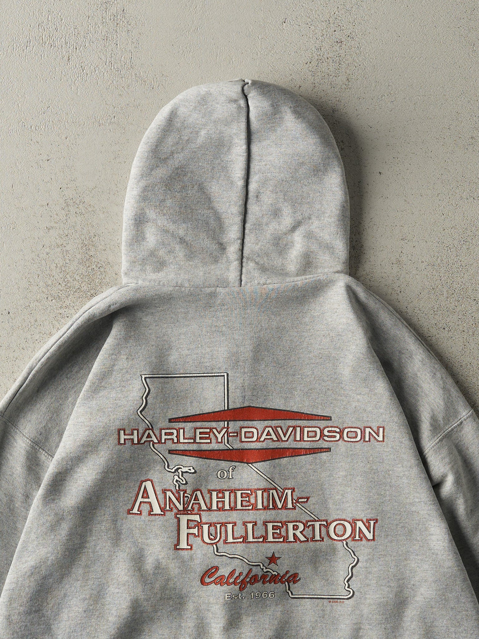 Vintage 06' Grey Anaheim-Fullerton Harley Davidson Zip Up Hoodie (L)