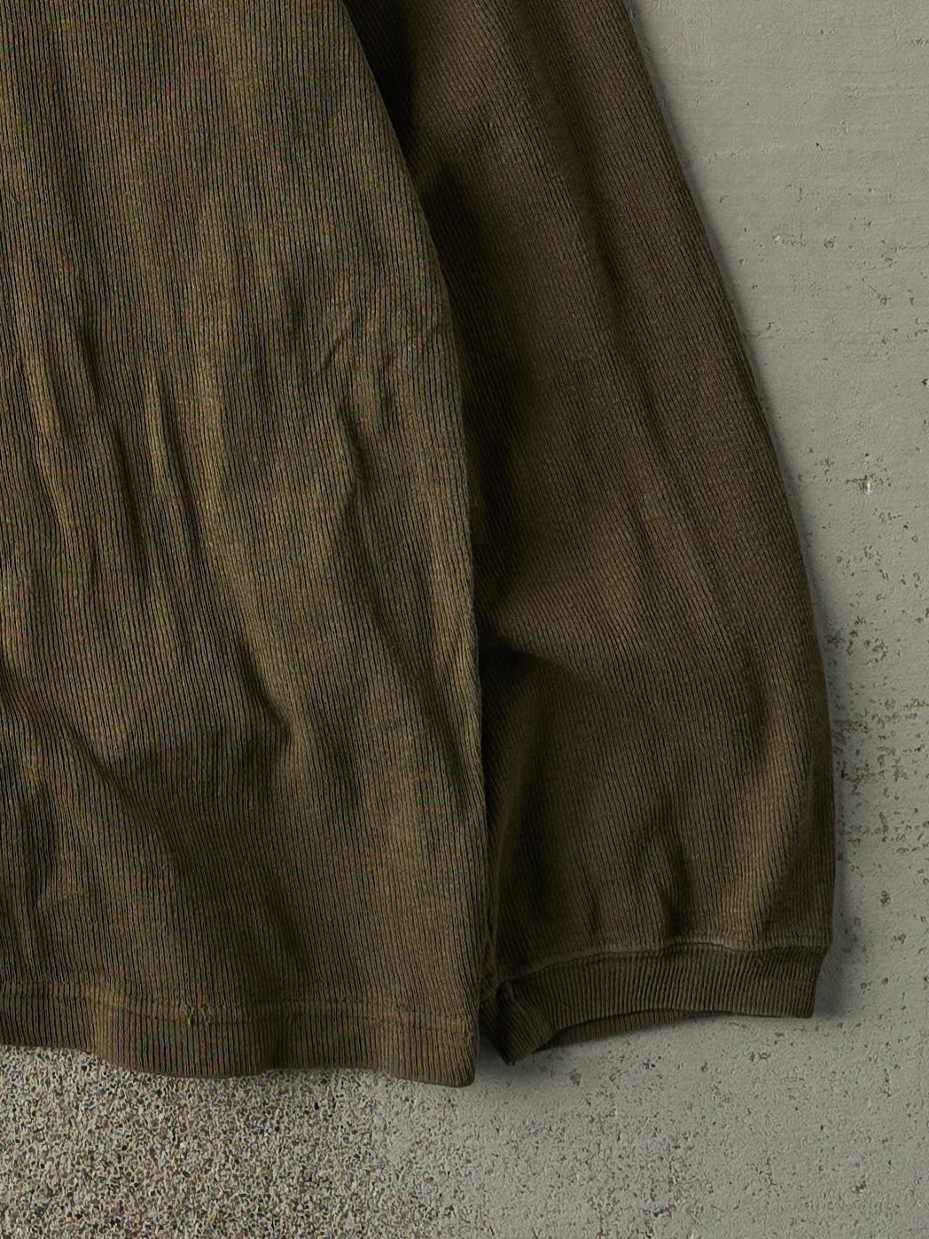 Vintage Y2K Green Striped Thermal Long Sleeve (XL/XXL)
