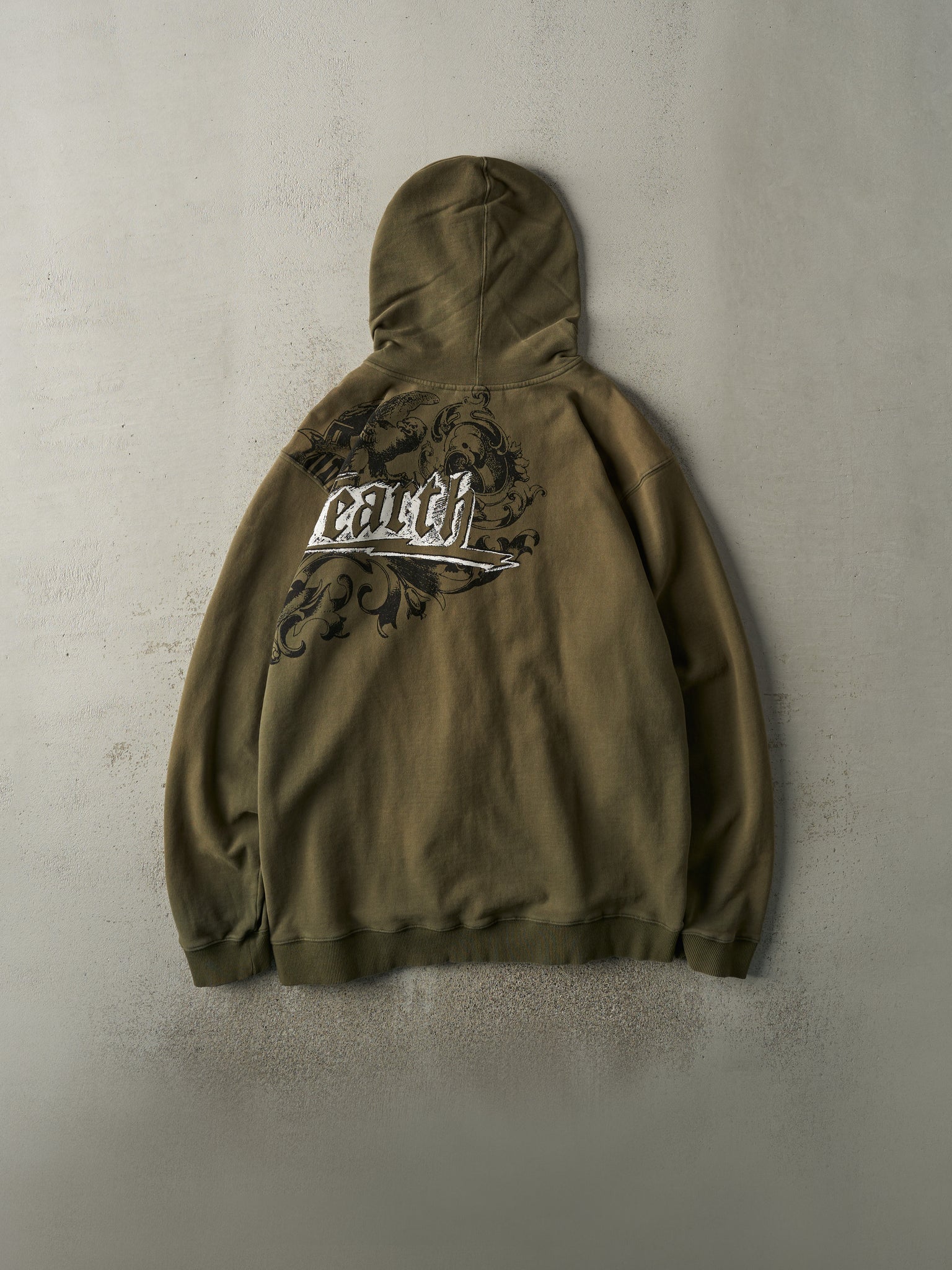 Vintage Y2K Green Ocean Earth Zip Up Graphic Hoodie (L)