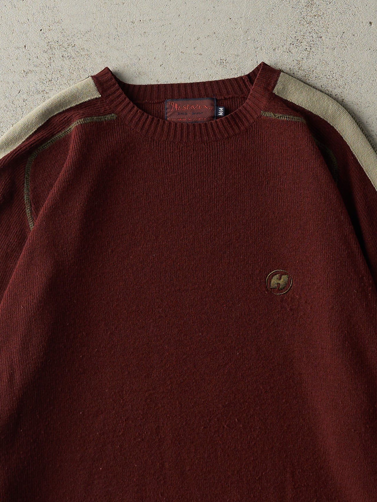 Vintage Y2K Burgundy Embroidered Thermal Long Sleeve (L)