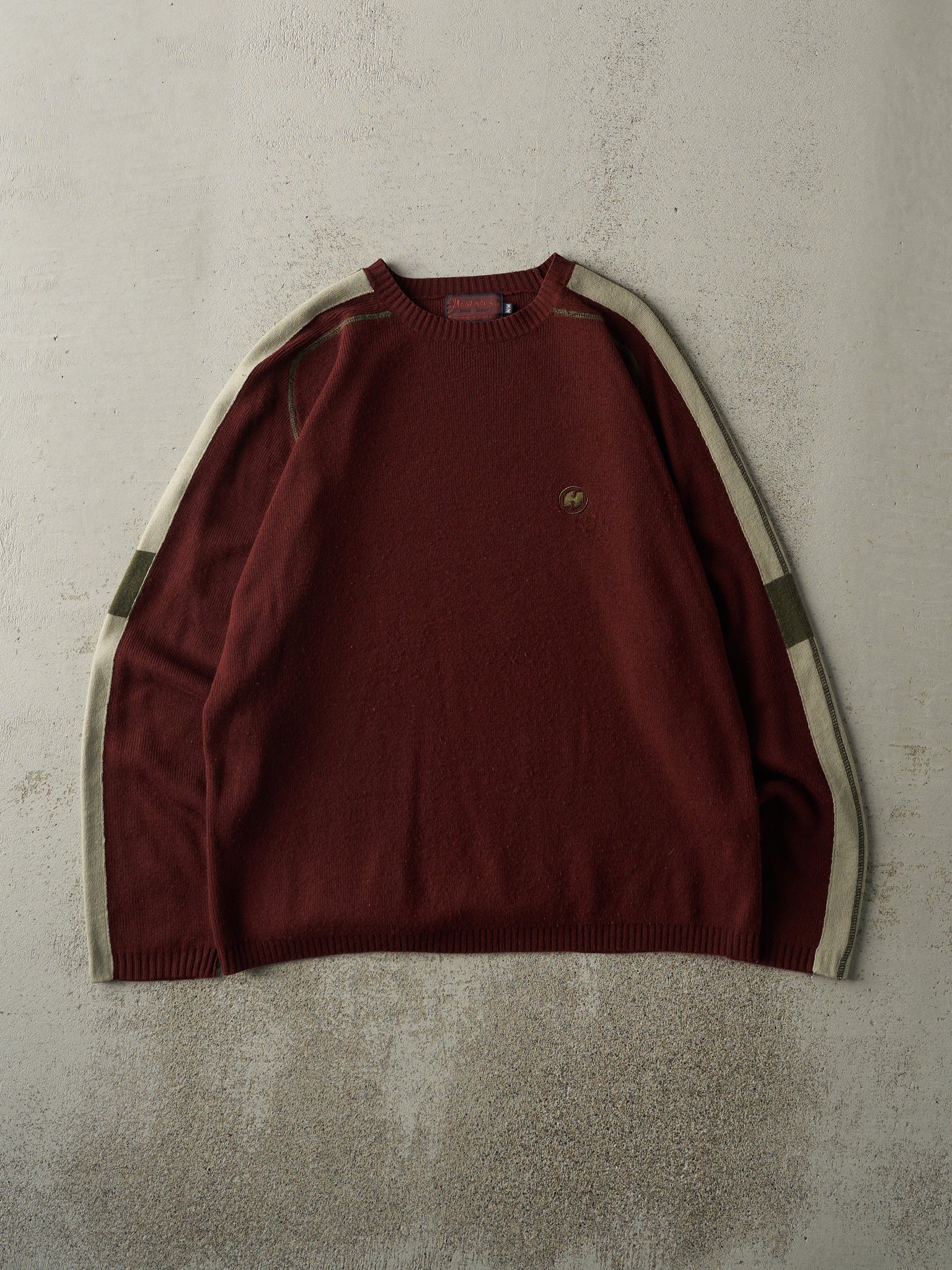 Vintage Y2K Burgundy Embroidered Thermal Long Sleeve (L)