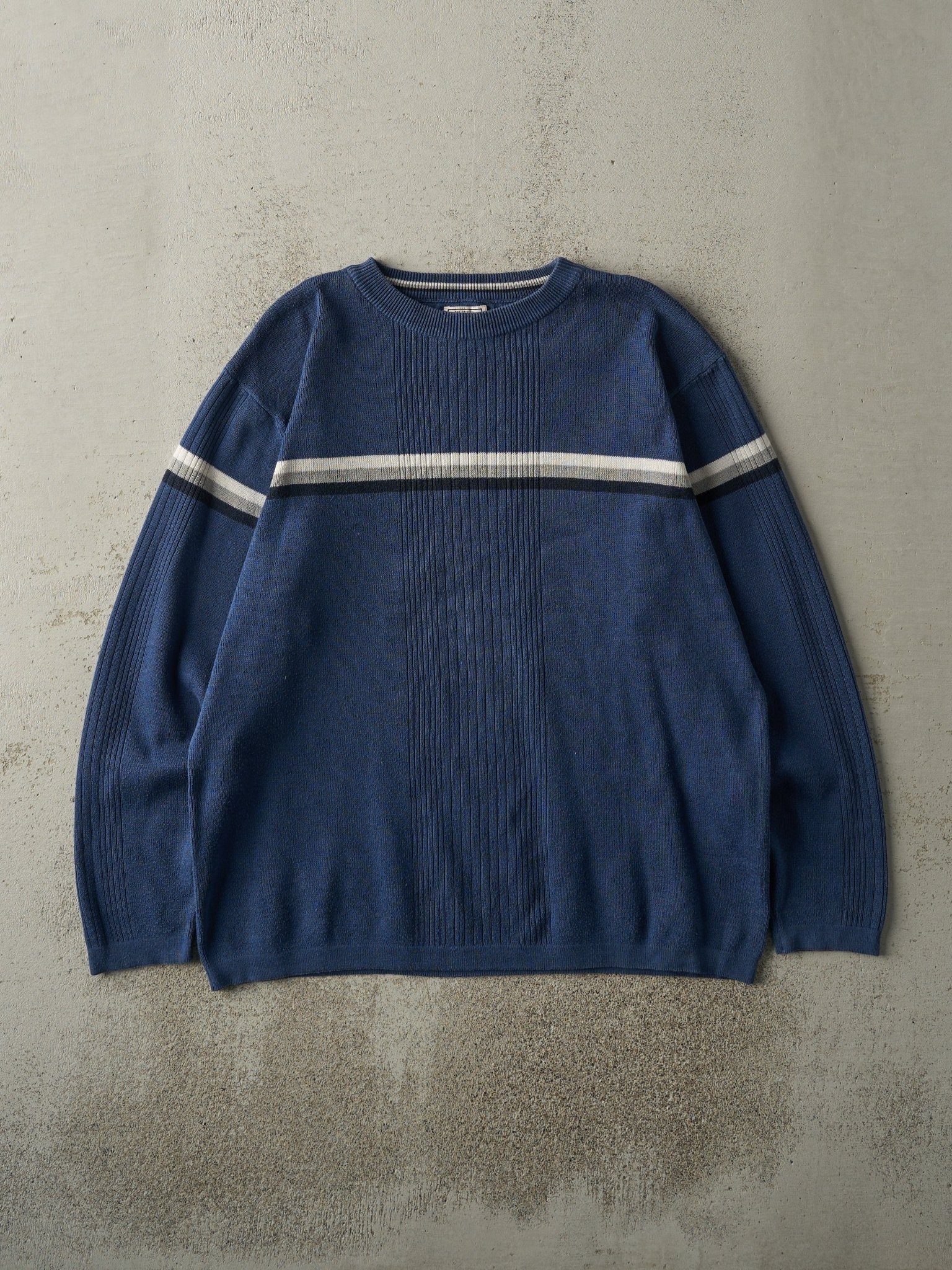 Vintage Y2K Blue Striped Thermal Long Sleeve (L)