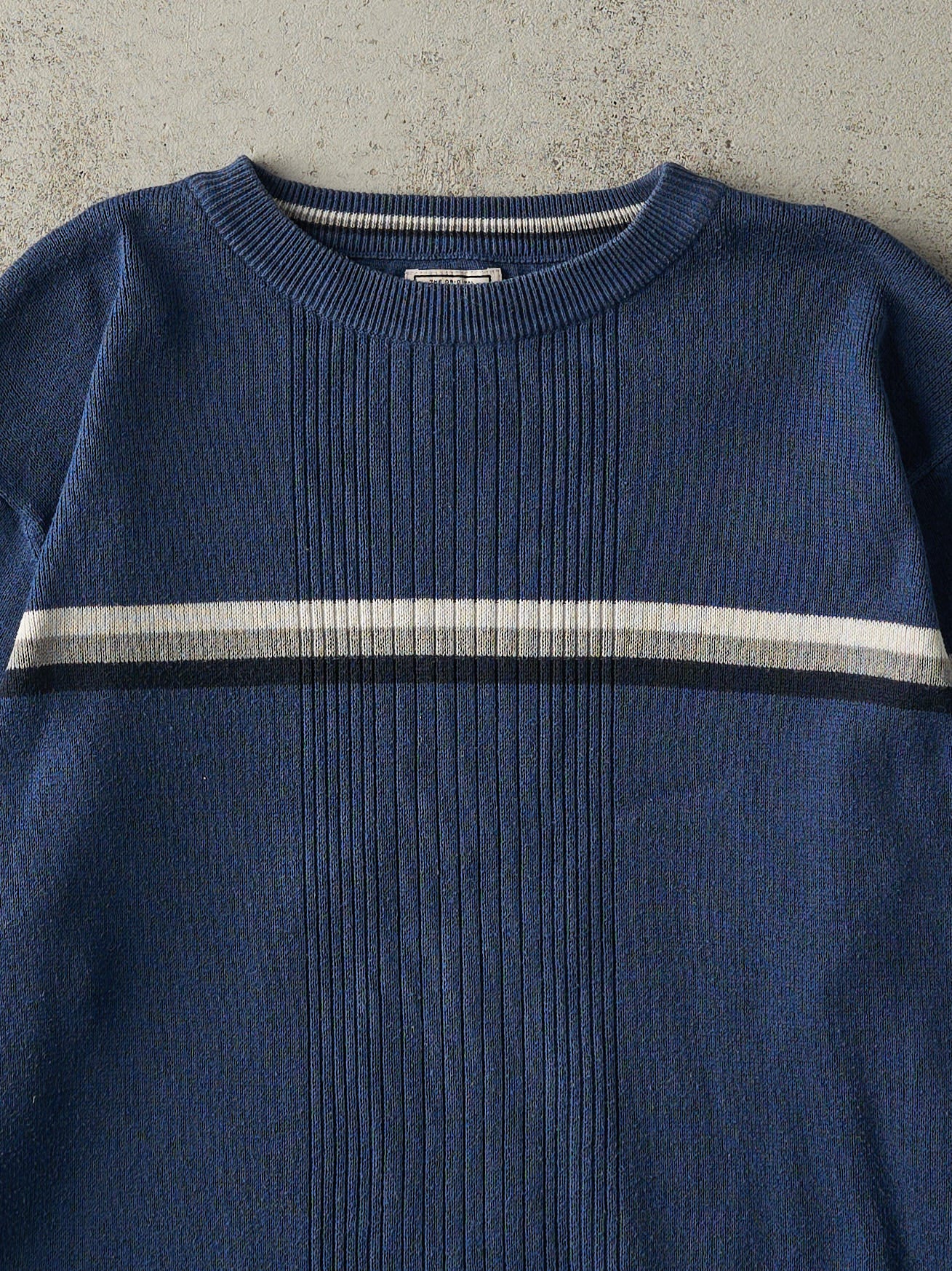 Vintage Y2K Blue Striped Thermal Long Sleeve (L)