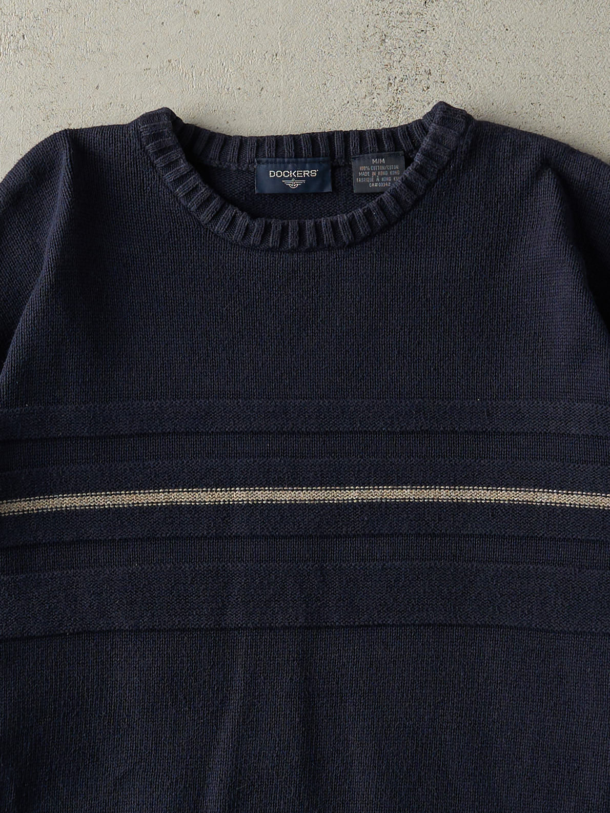 Vintage Y2K Navy Blue Striped Knit Pullover (M/L)