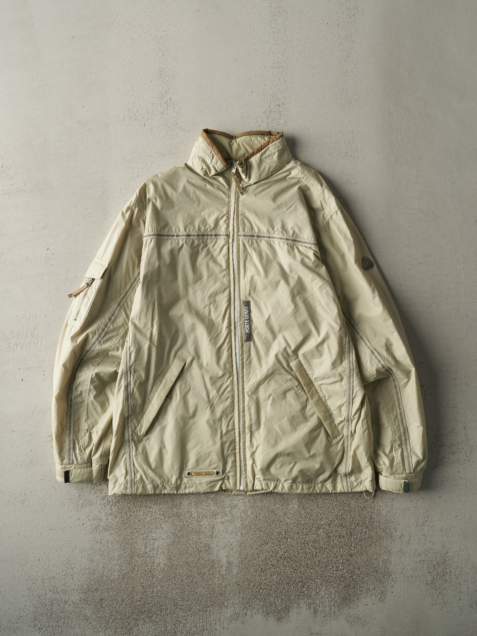 Vintage Y2K Beige Point Zero Windbreaker Jacket (L)