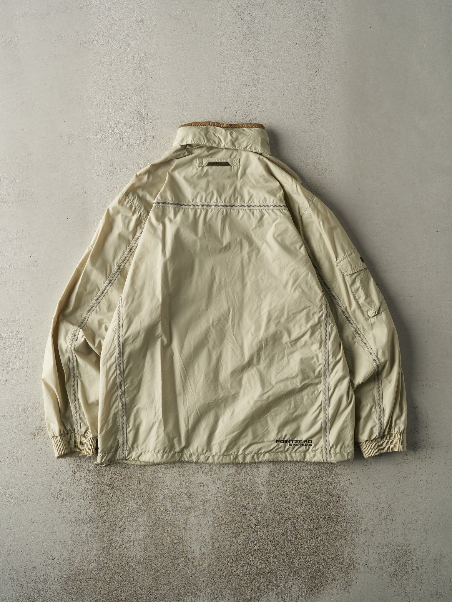 Vintage Y2K Beige Point Zero Windbreaker Jacket (L)