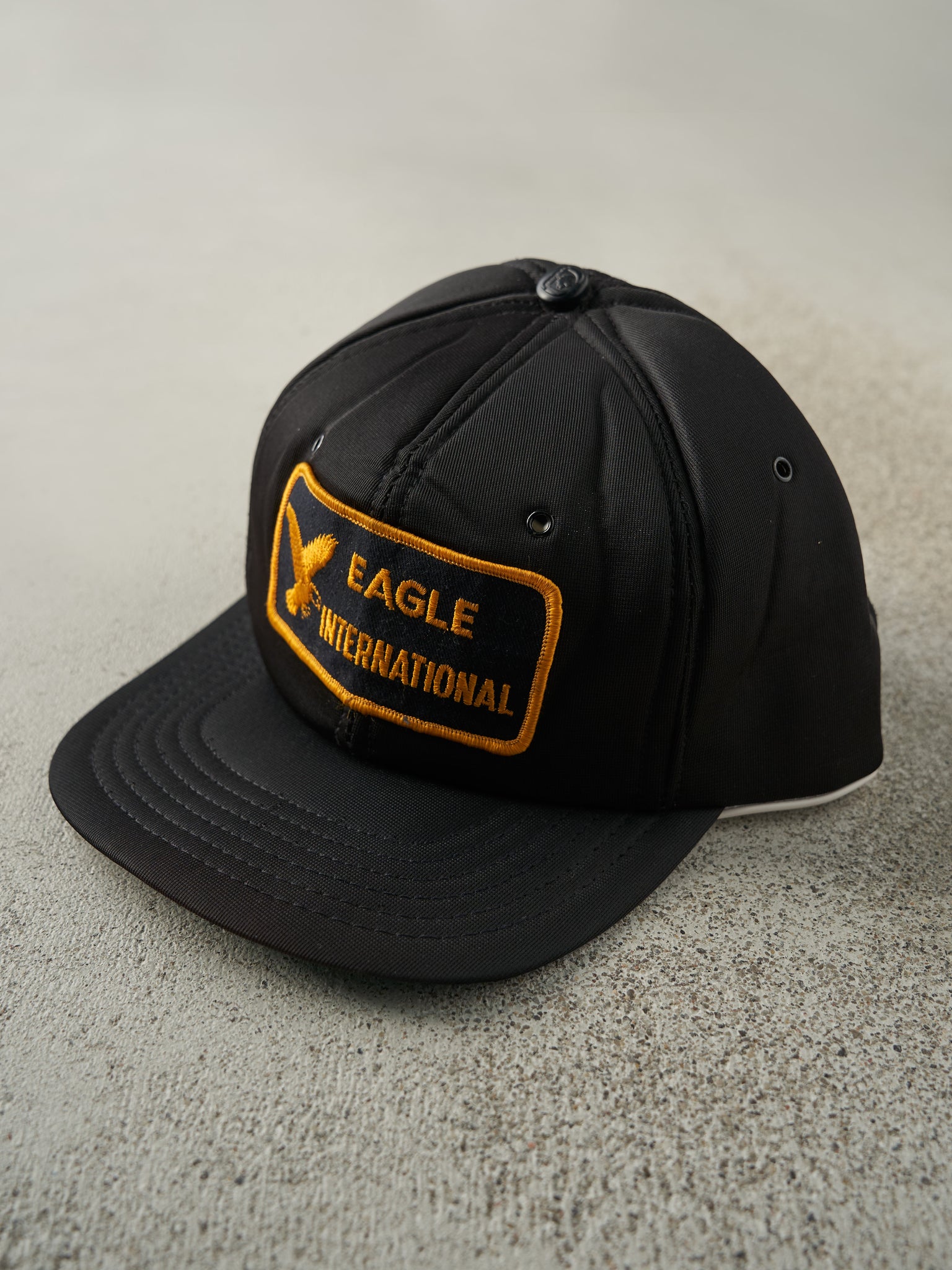 Vintage 80s Black Eagle International Foam Snapback Hat