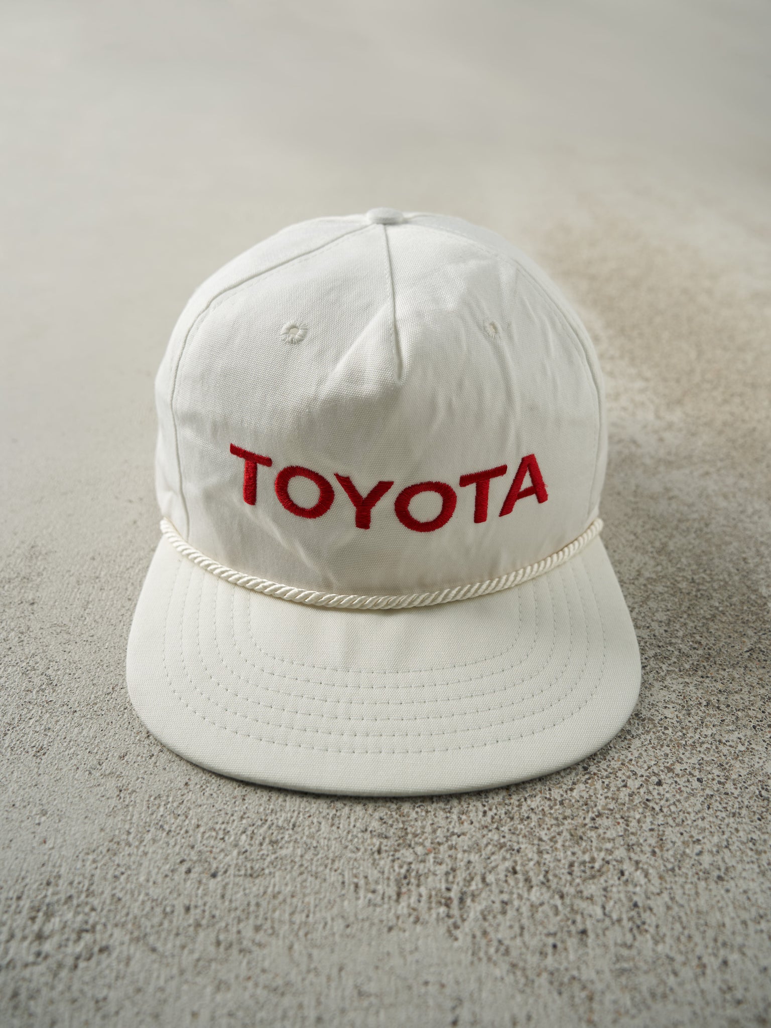 Vintage 90s White Toyota Plastic Strap Back Hat