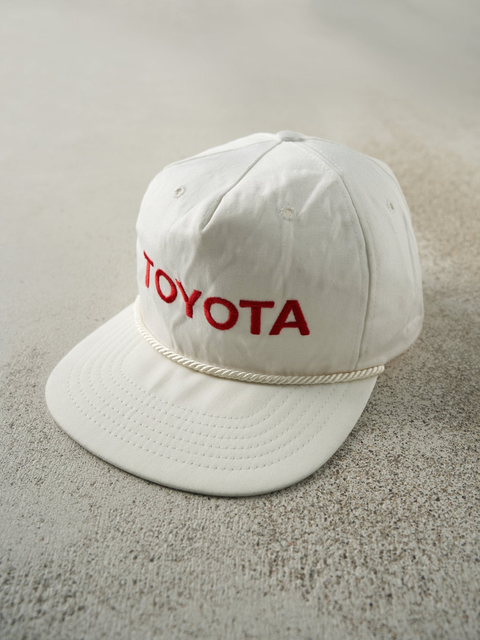 Vintage 90s White Toyota Plastic Strapback Hat