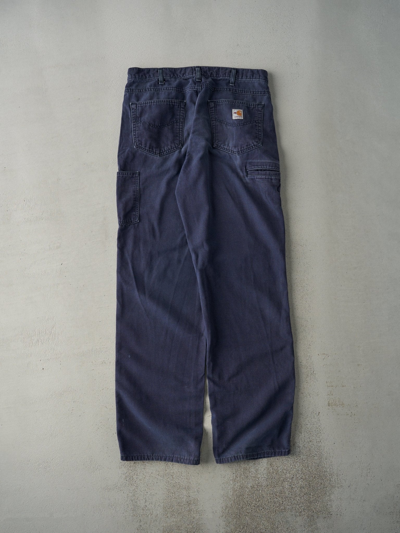 Vintage Y2K Navy Blue Carhartt Fire Resistant Work Pants (34x34)