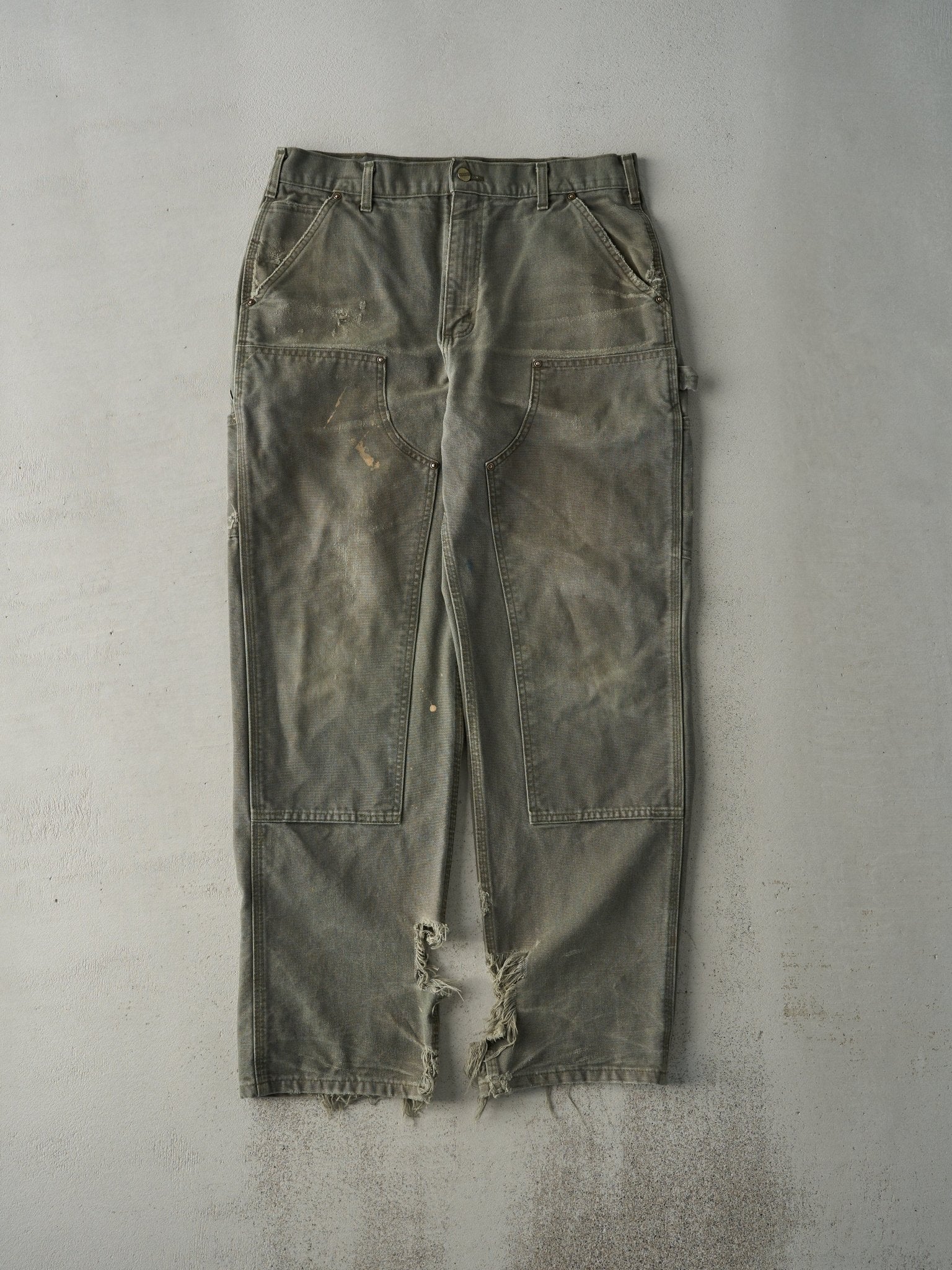 Vintage Y2K Olive Green Carhartt Double Knee Carpenter Pants (33.5x31.5)