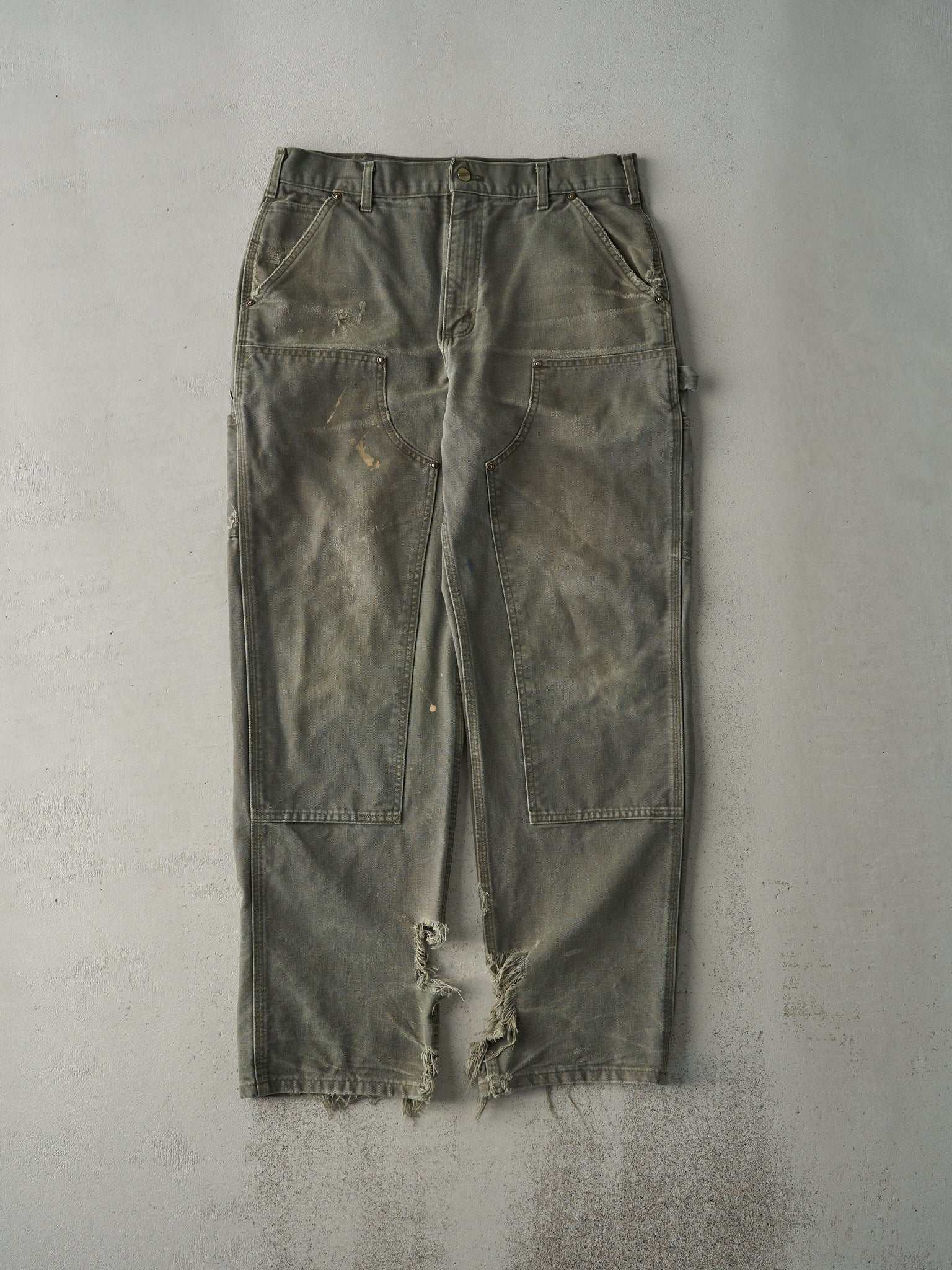 Vintage Y2K Olive Green Carhartt Double Knee Carpenter Pants (33.5x31.5)