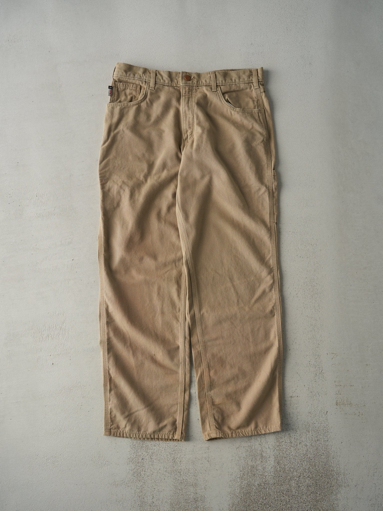 Vintage Y2K Beige Carhartt Cat 2 Fire Resistant Work Pants (35x33)