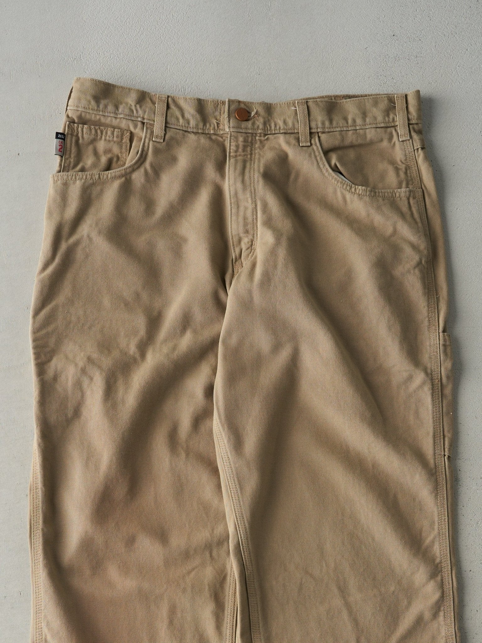 Vintage Y2K Beige Carhartt Cat 2 Fire Resistant Work Pants (35x33)