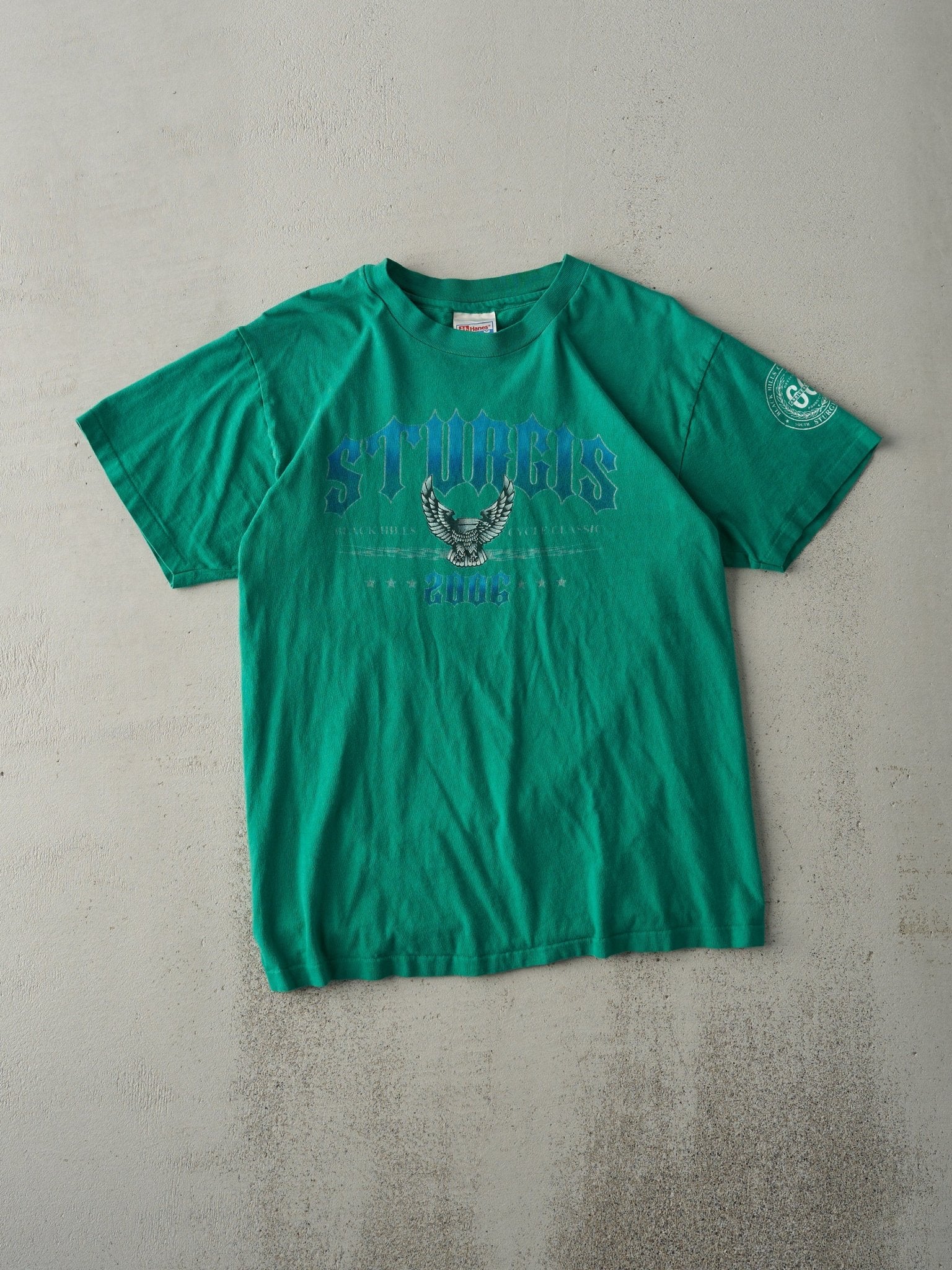 Vintage 06' Faded Green Sturgis Black Hills Single Stitch Tee (S)