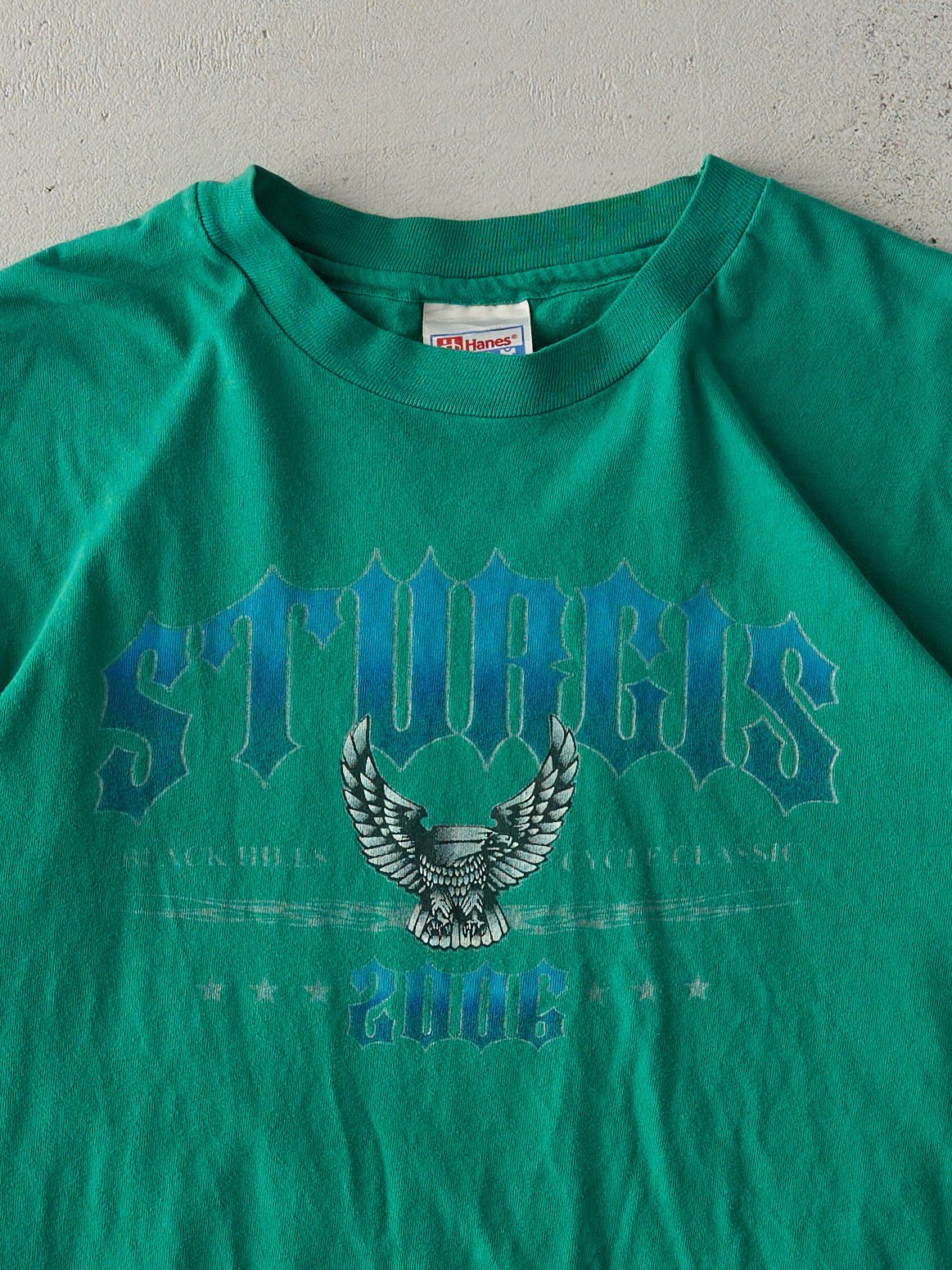 Vintage 06' Faded Green Sturgis Black Hills Single Stitch Tee (S)