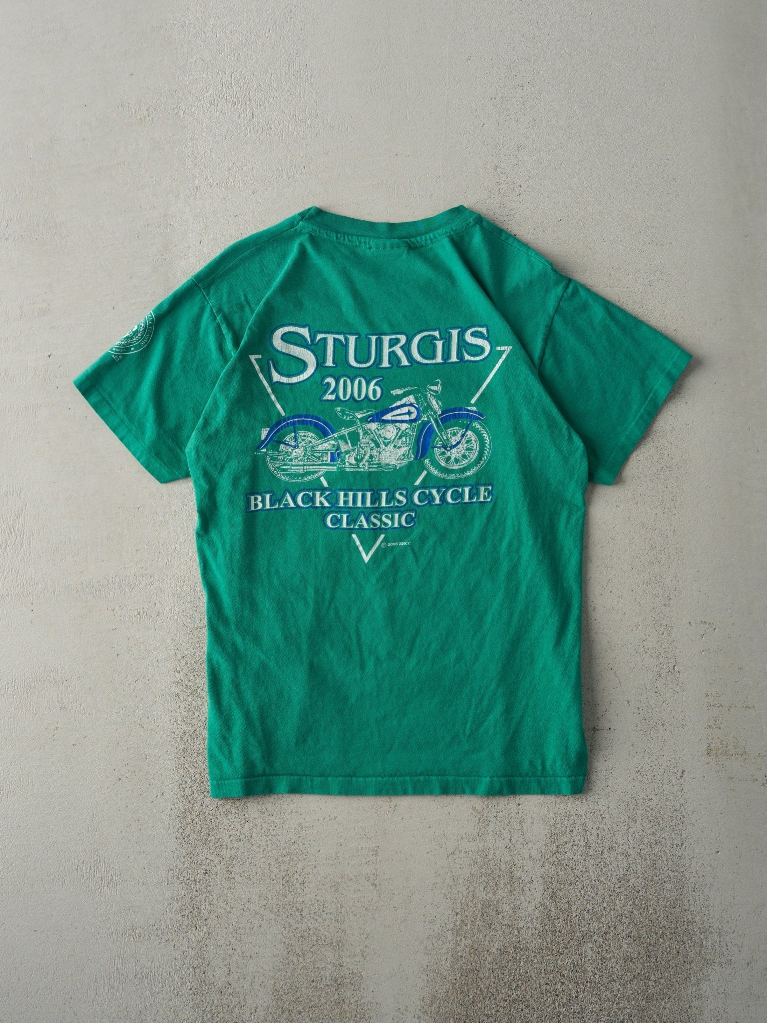 Vintage 06' Faded Green Sturgis Black Hills Single Stitch Tee (S)