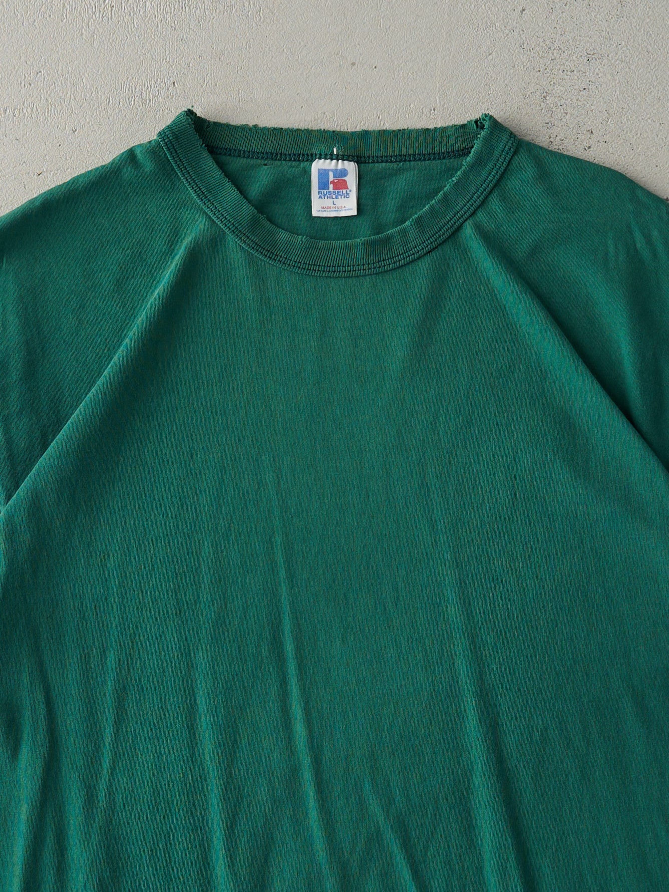 Vintage 90s Forest Green Russell Athletics Blank Tee (M)