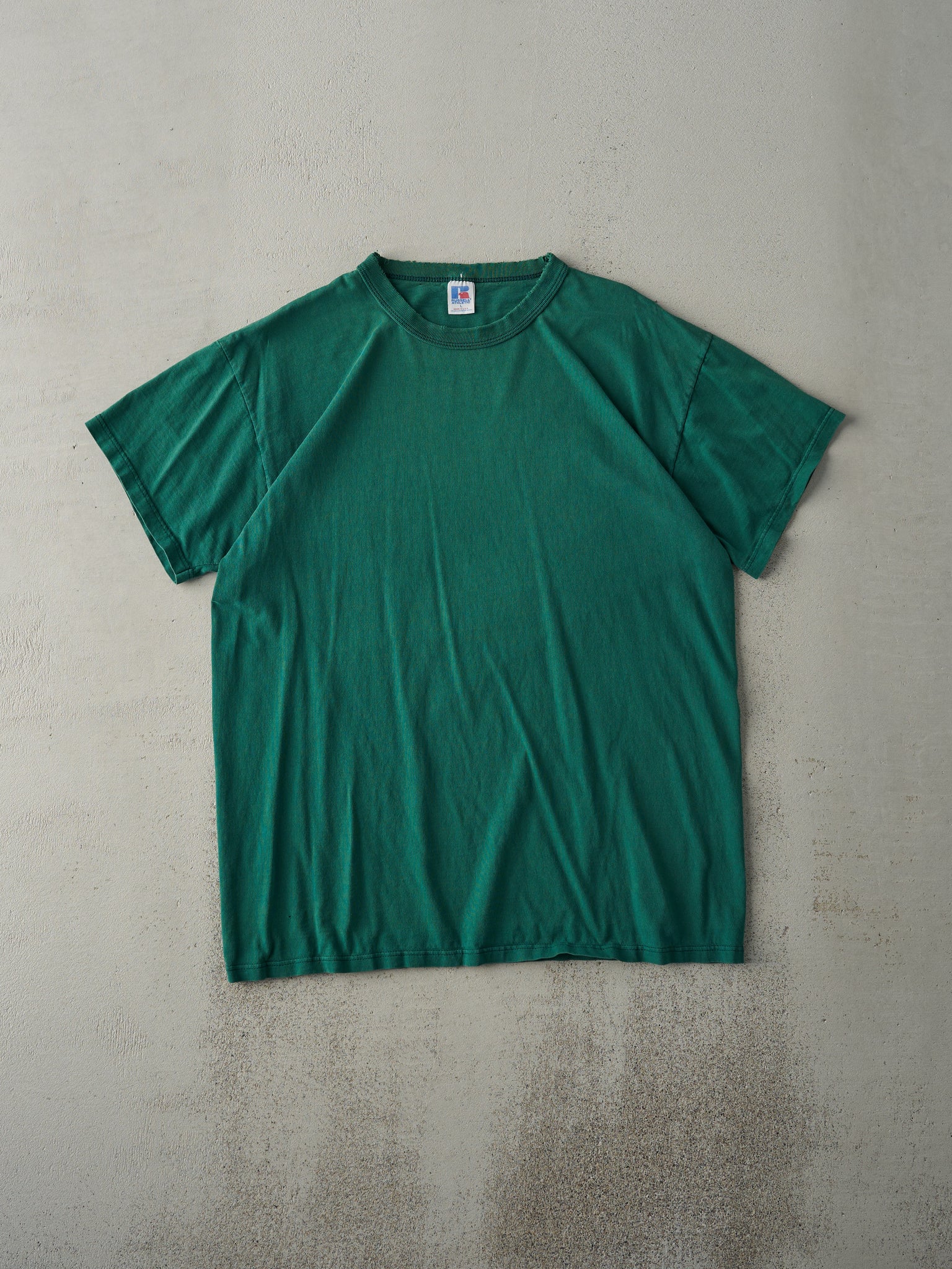 Vintage 90s Forest Green Russell Athletics Blank Tee (M)