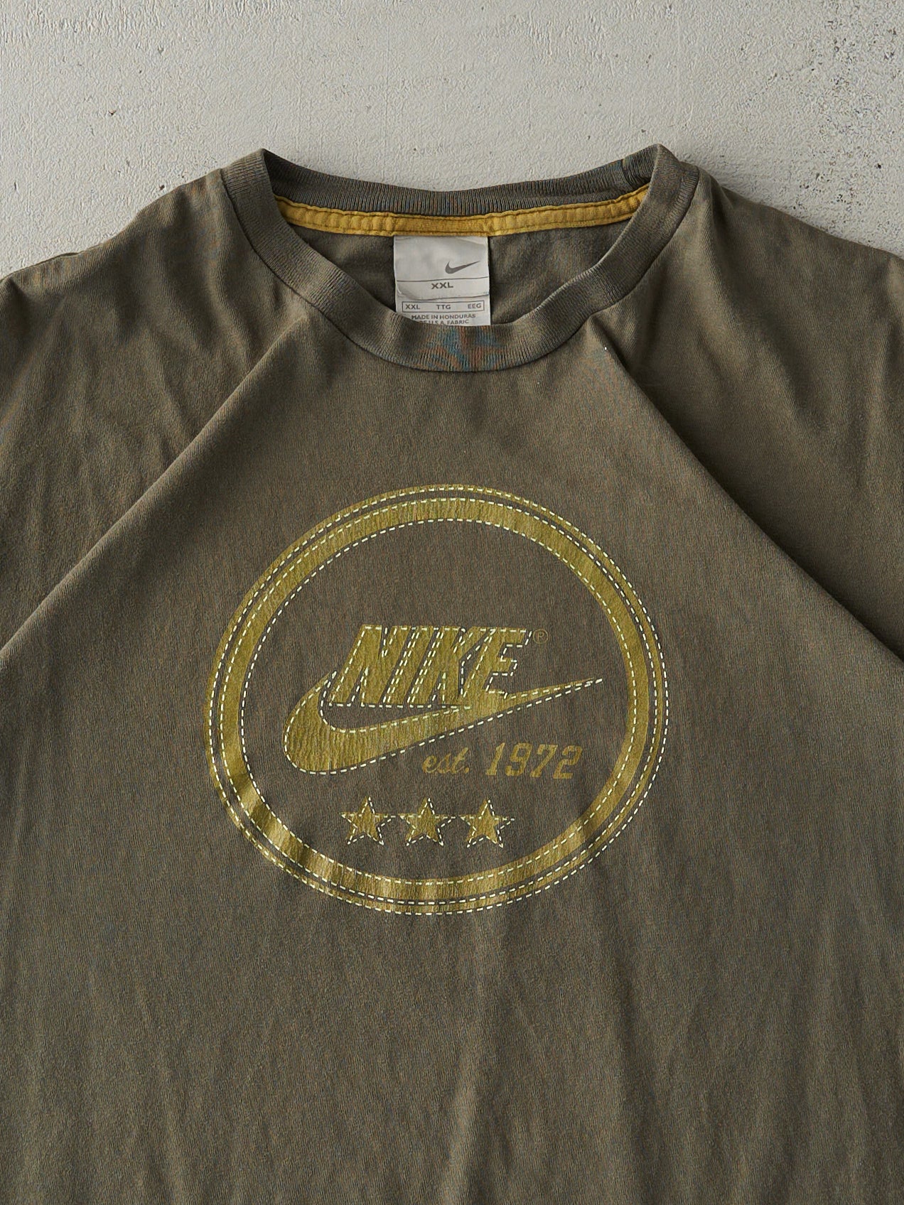 Vintage Y2K Olive Green Nike Logo Tee (L)