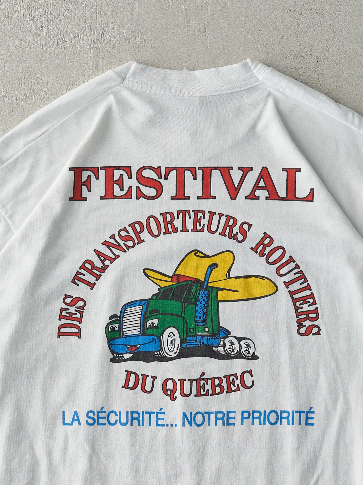 Vintage 90s White Volvo Trucks Festival Tee (L)