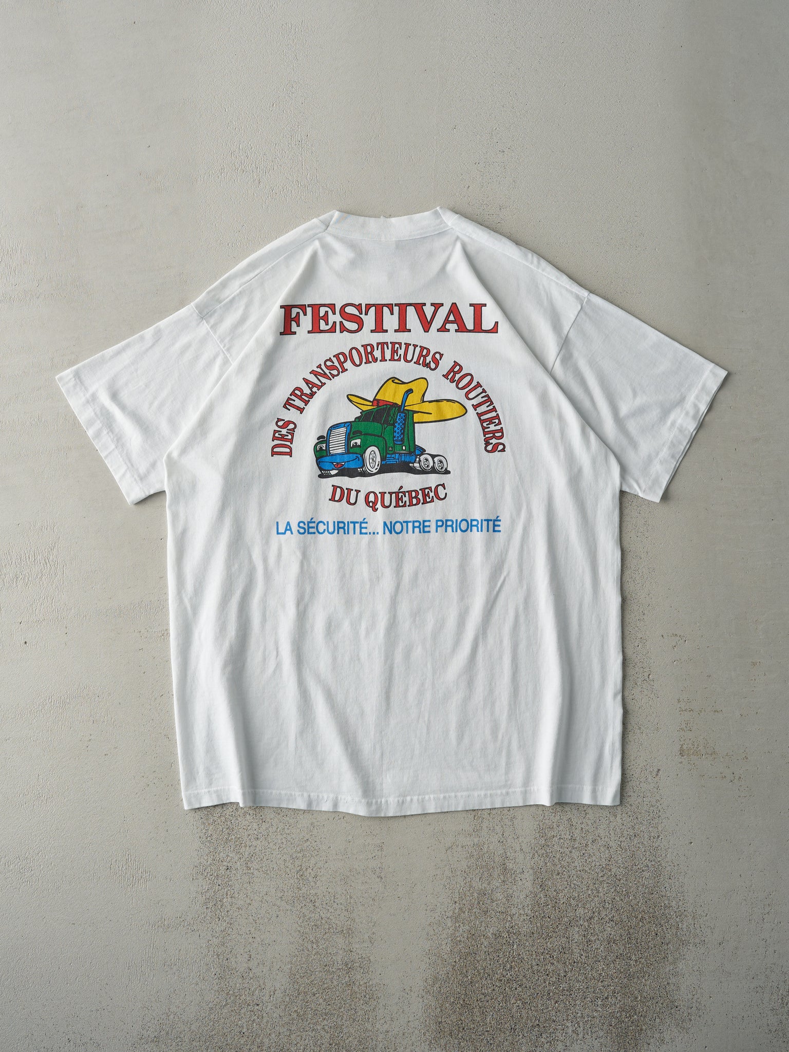 Vintage 90s White Volvo Trucks Festival Tee (L)