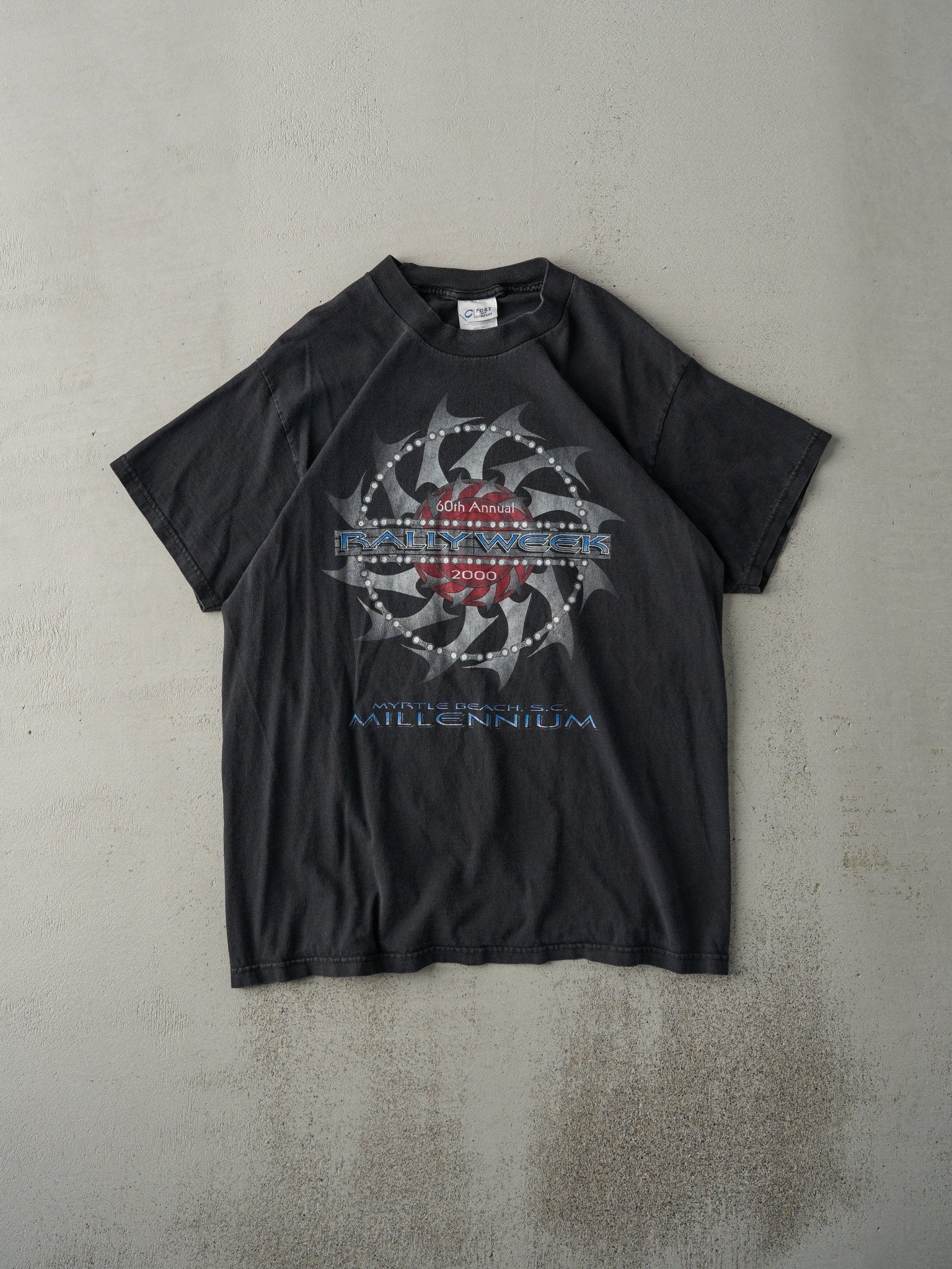 Vintage 00' Faded Black 60th Annual Myrtle Beach Bike Rally Tee (M)