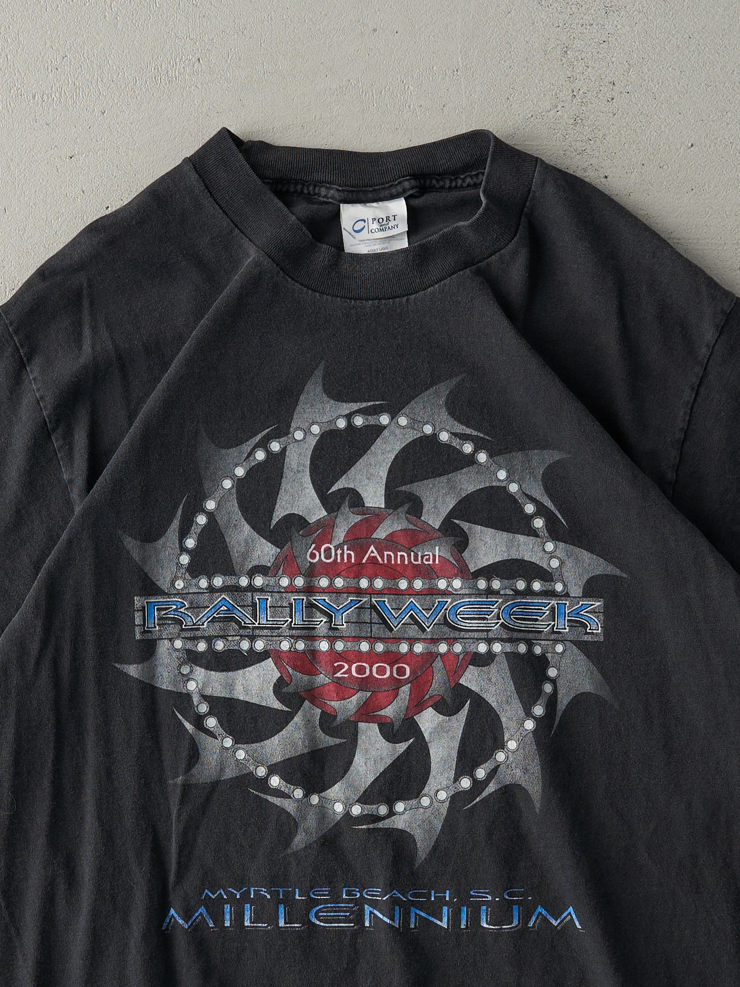 Vintage 00' Faded Black 60th Annual Myrtle Beach Bike Rally Tee (M)