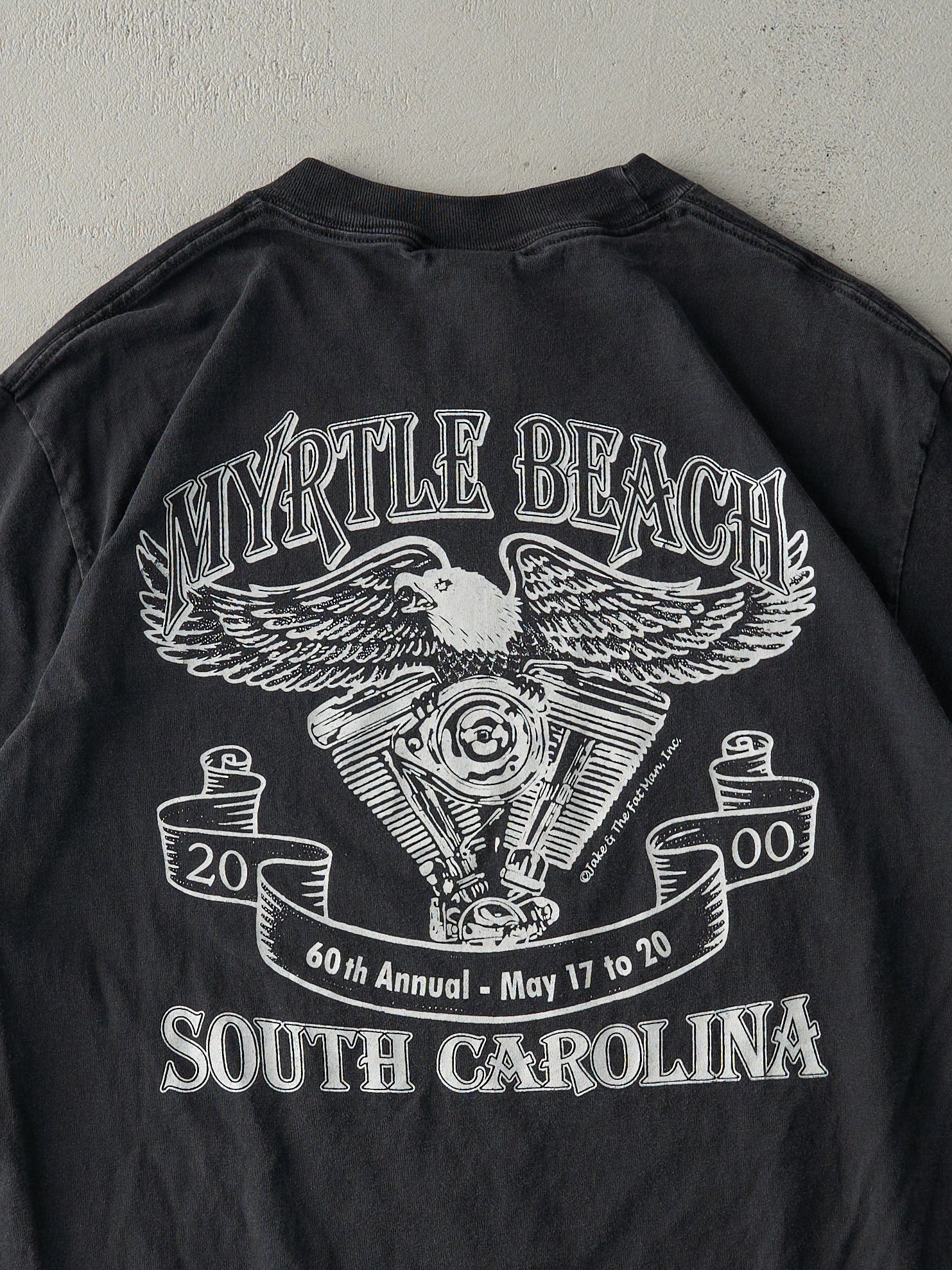 Vintage 00' Faded Black 60th Annual Myrtle Beach Bike Rally Tee (M)