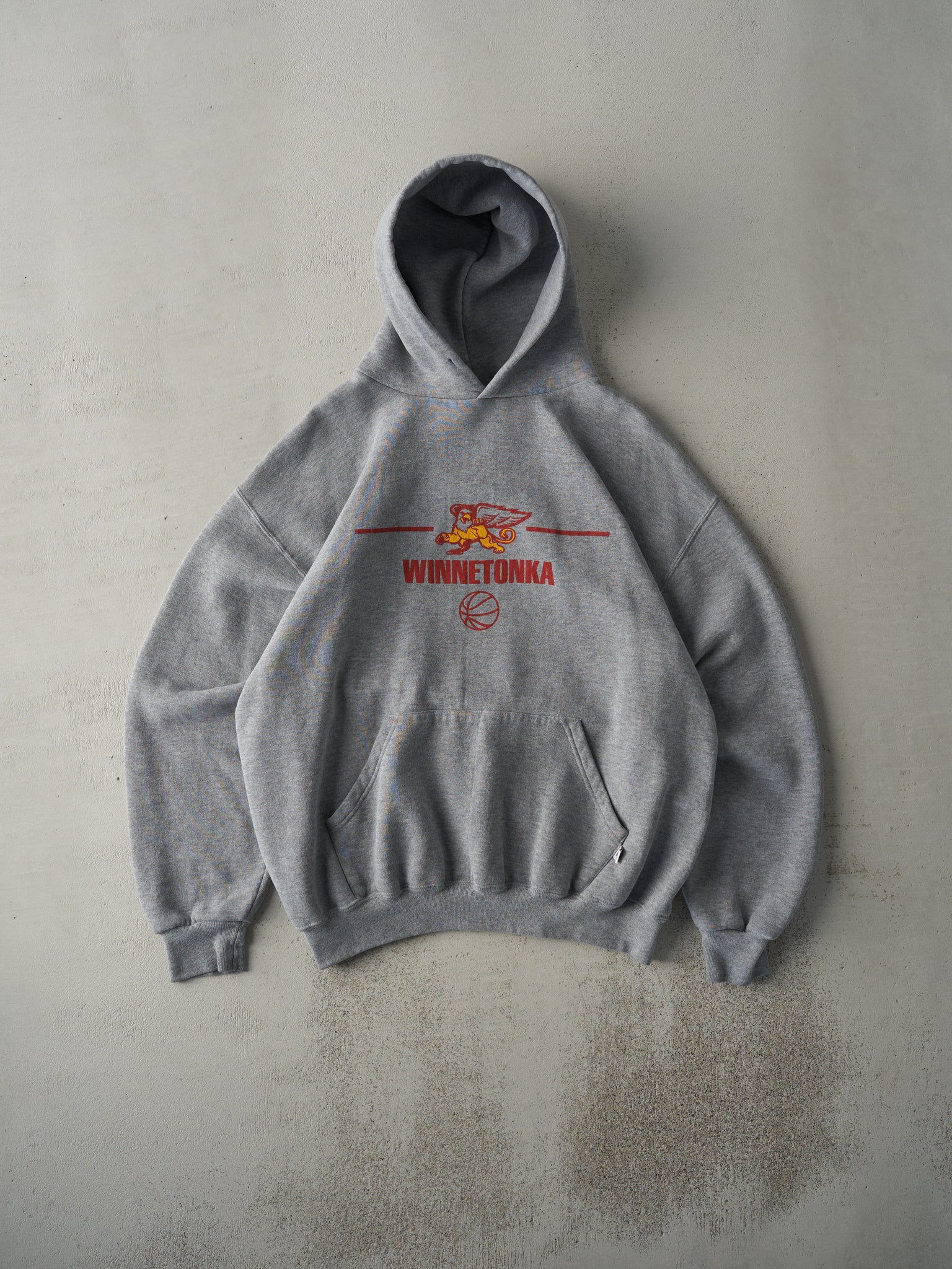 Vintage 90s Grey Winnetonka Basketball Russell Athletic Boxy Hoodie (L)