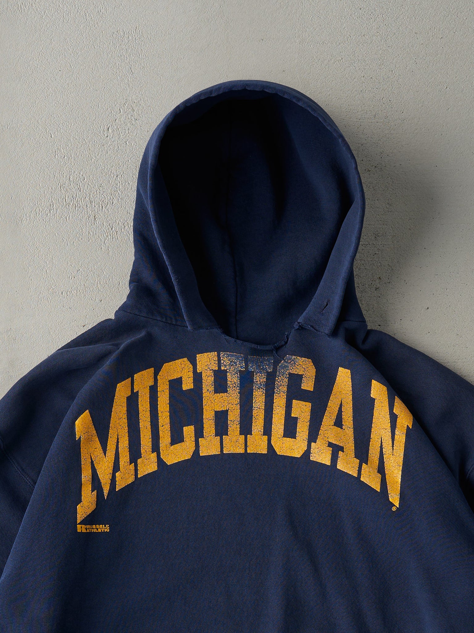 Vintage 90s Navy Blue Michigan University Russell Athletic Boxy Hoodie (L)