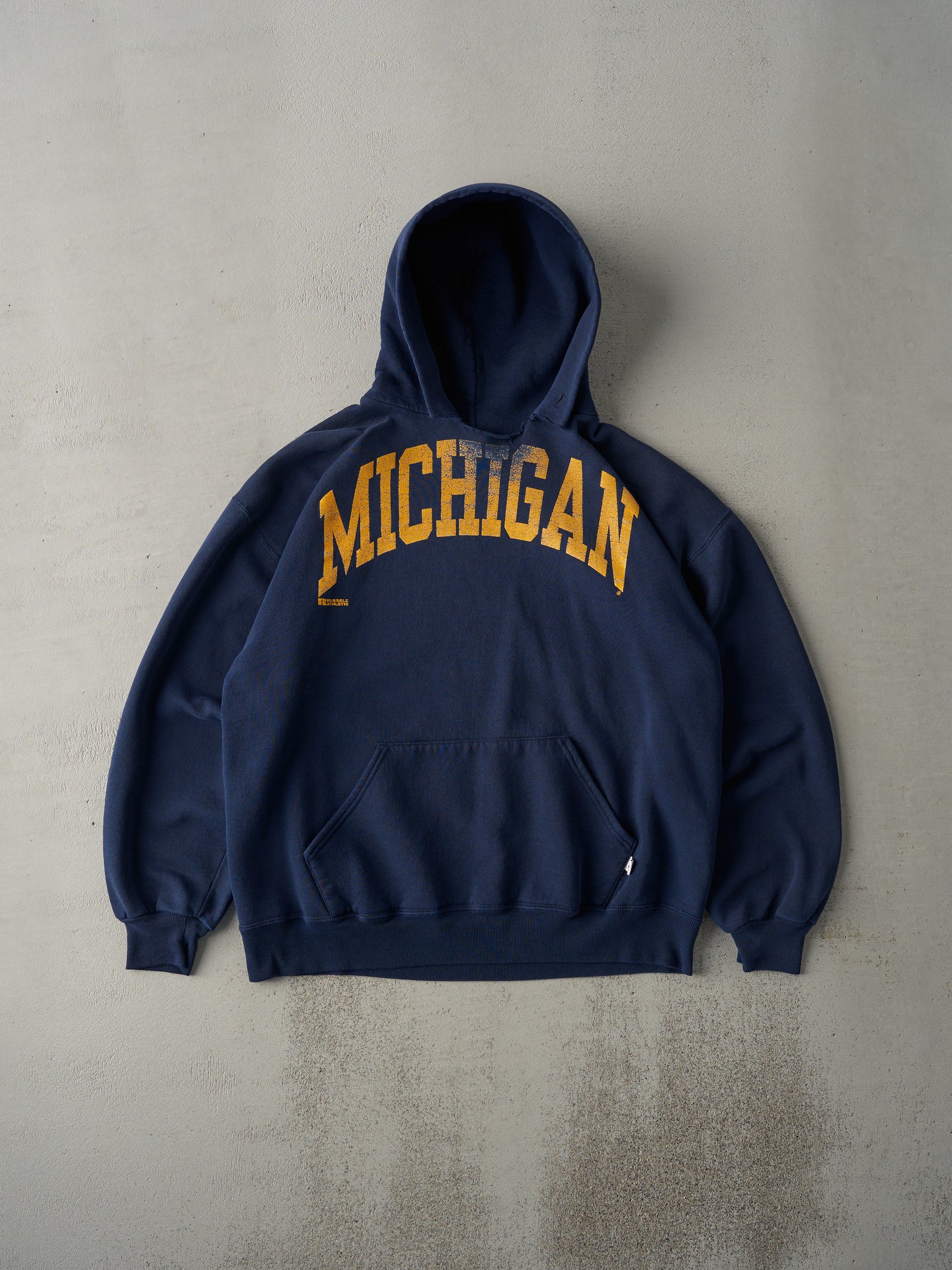 Vintage 90s Navy Blue Michigan University Russell Athletic Boxy Hoodie (L)