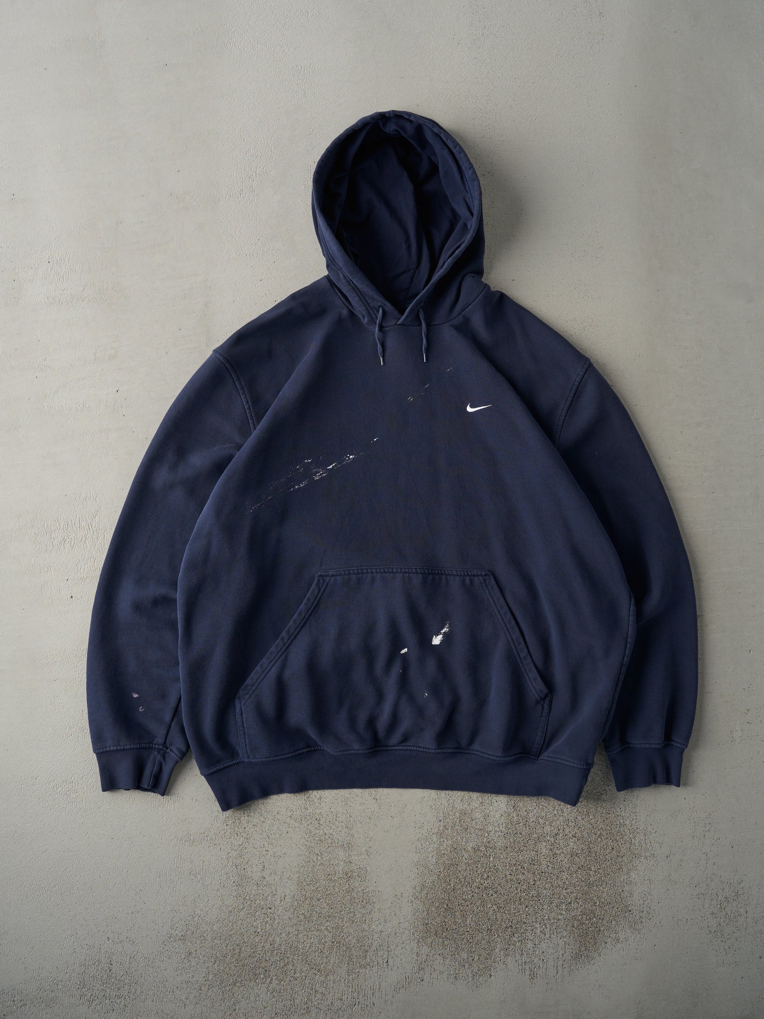 Vintage Y2K Navy Blue Nike Swoosh Hoodie (XL)