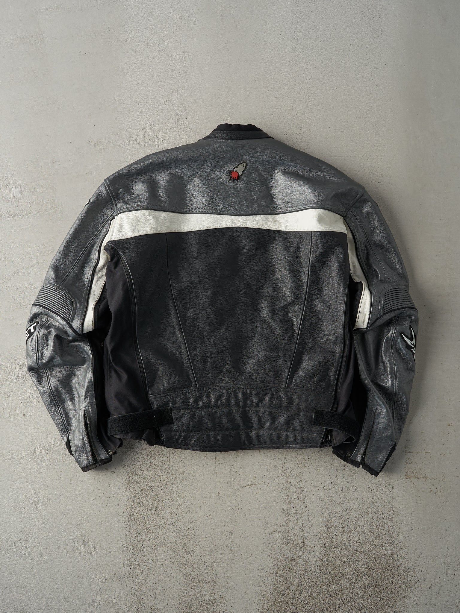 Vintage 90s Black and Grey Joe Rocket Leather Biker Jacket (L)