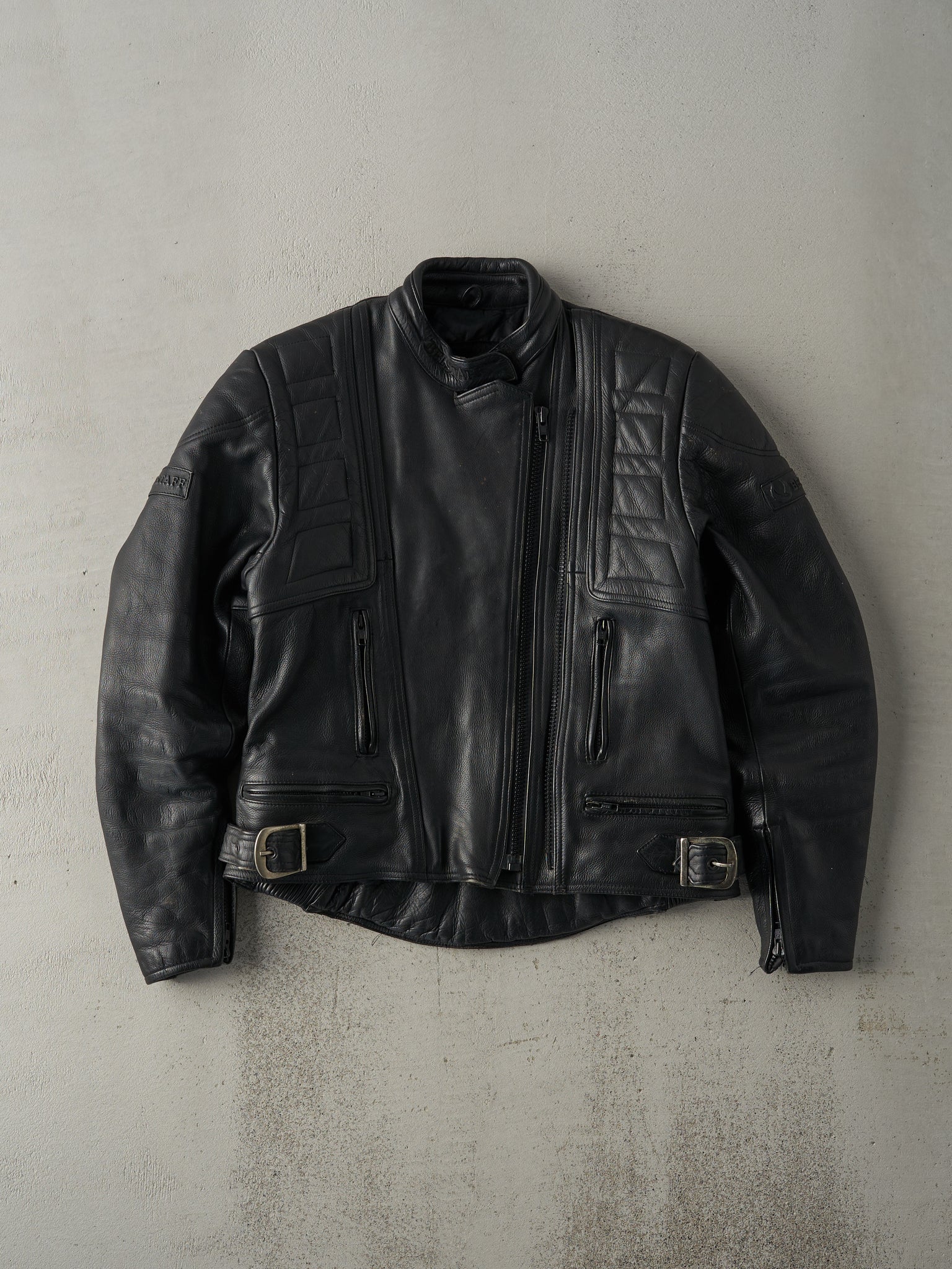 Vintage 90s Black Belstaff Leather Biker Jacket (XS)